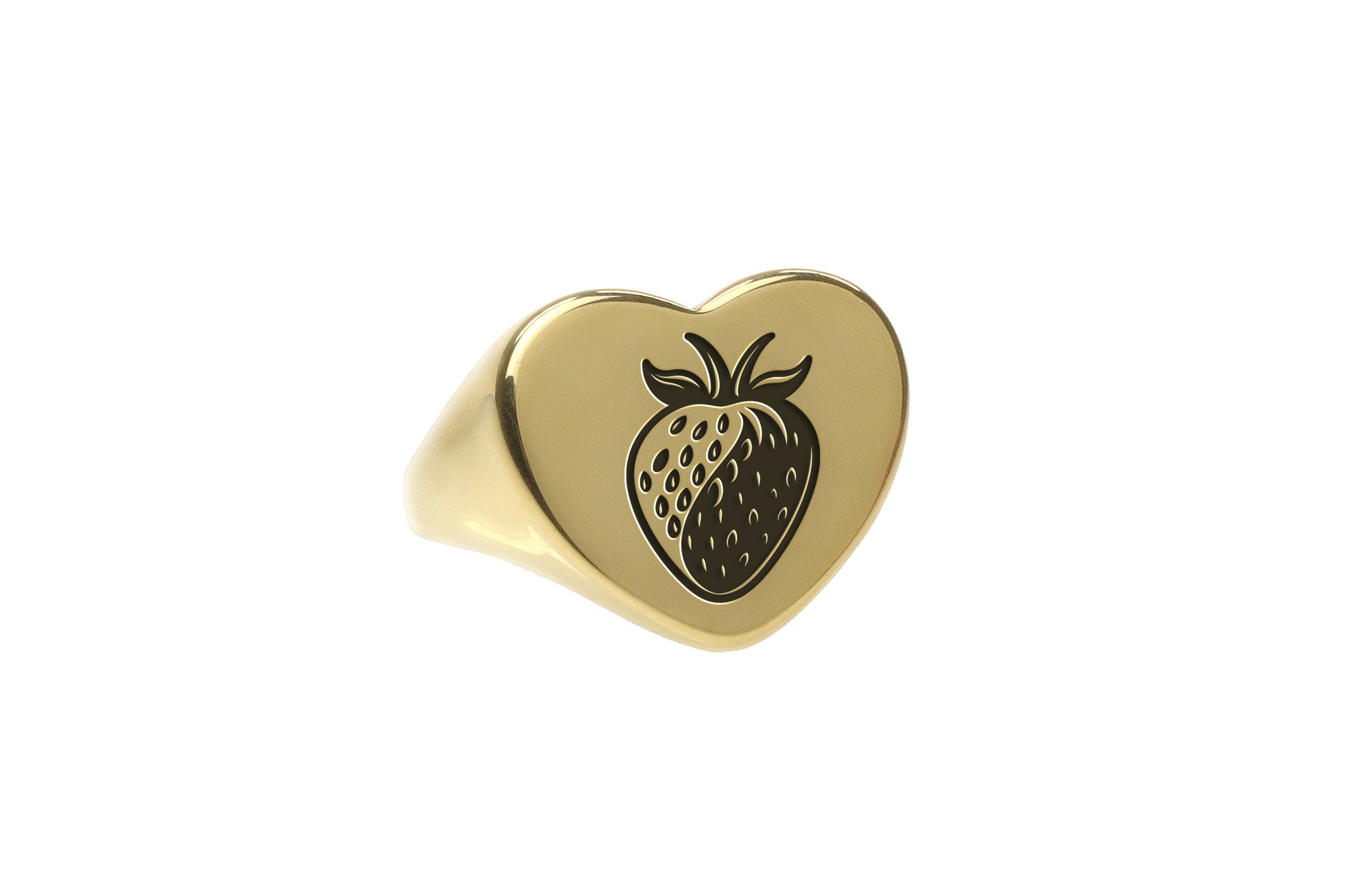 14k Gold Strawberry Signet Ring