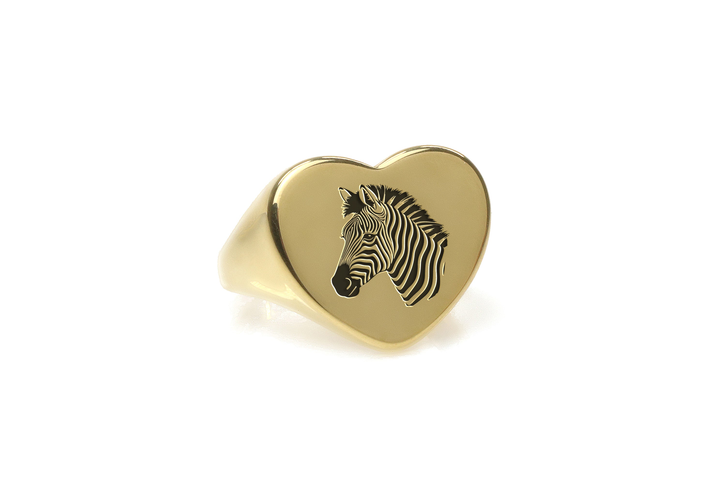 14k Gold Zebra Engraved Ring