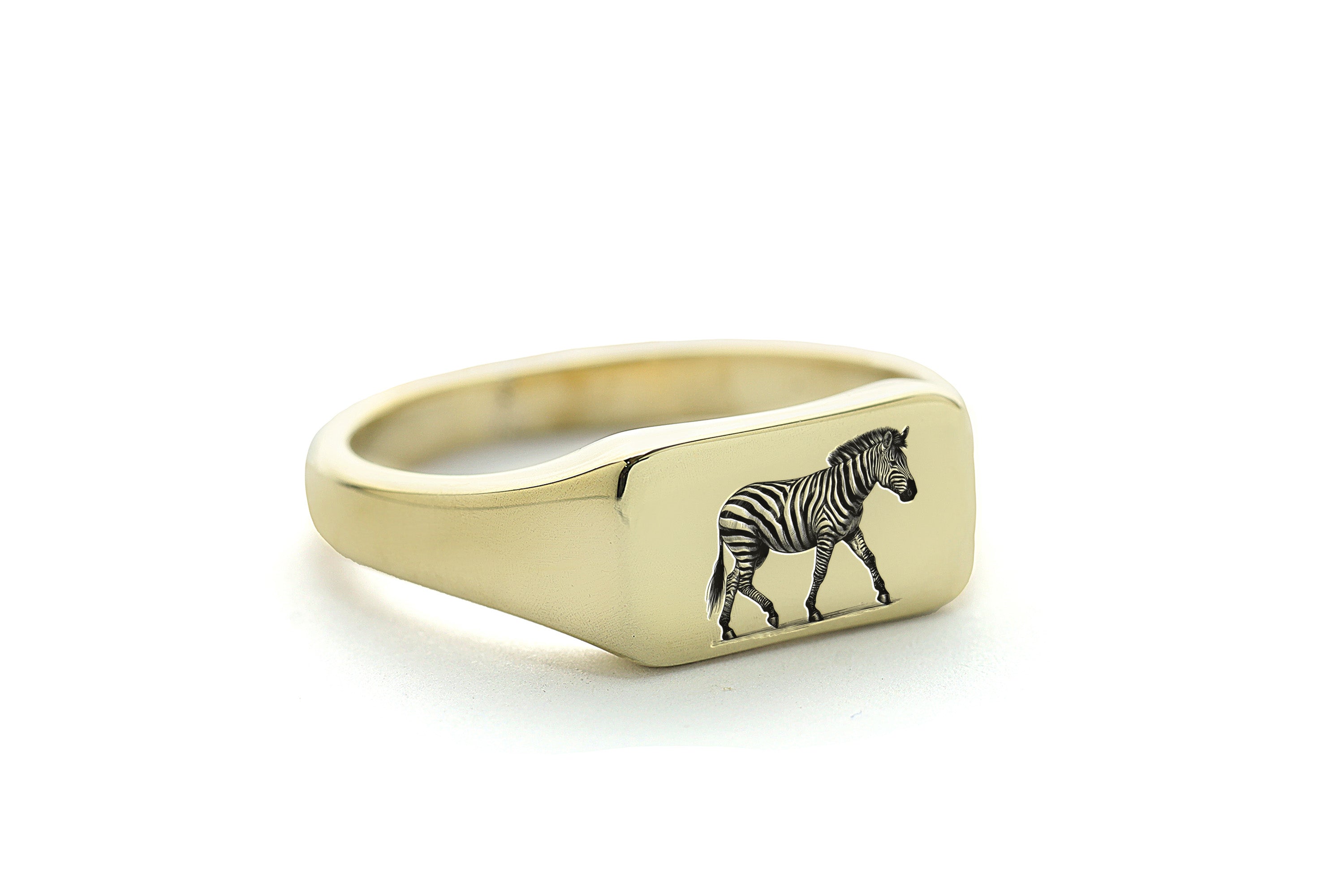 14k Gold Zebra Signet Ring