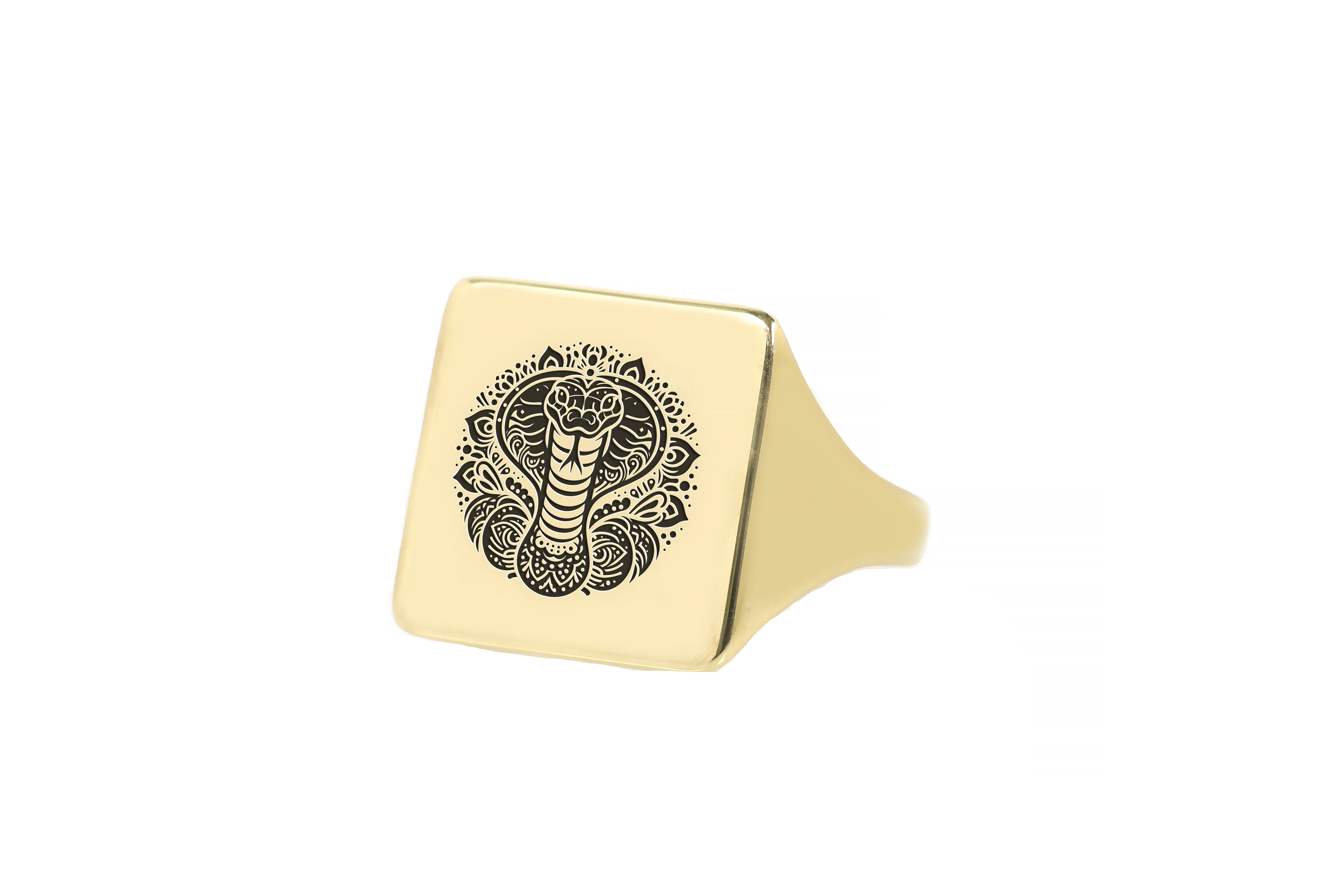 Engraved Snake Signet Ring