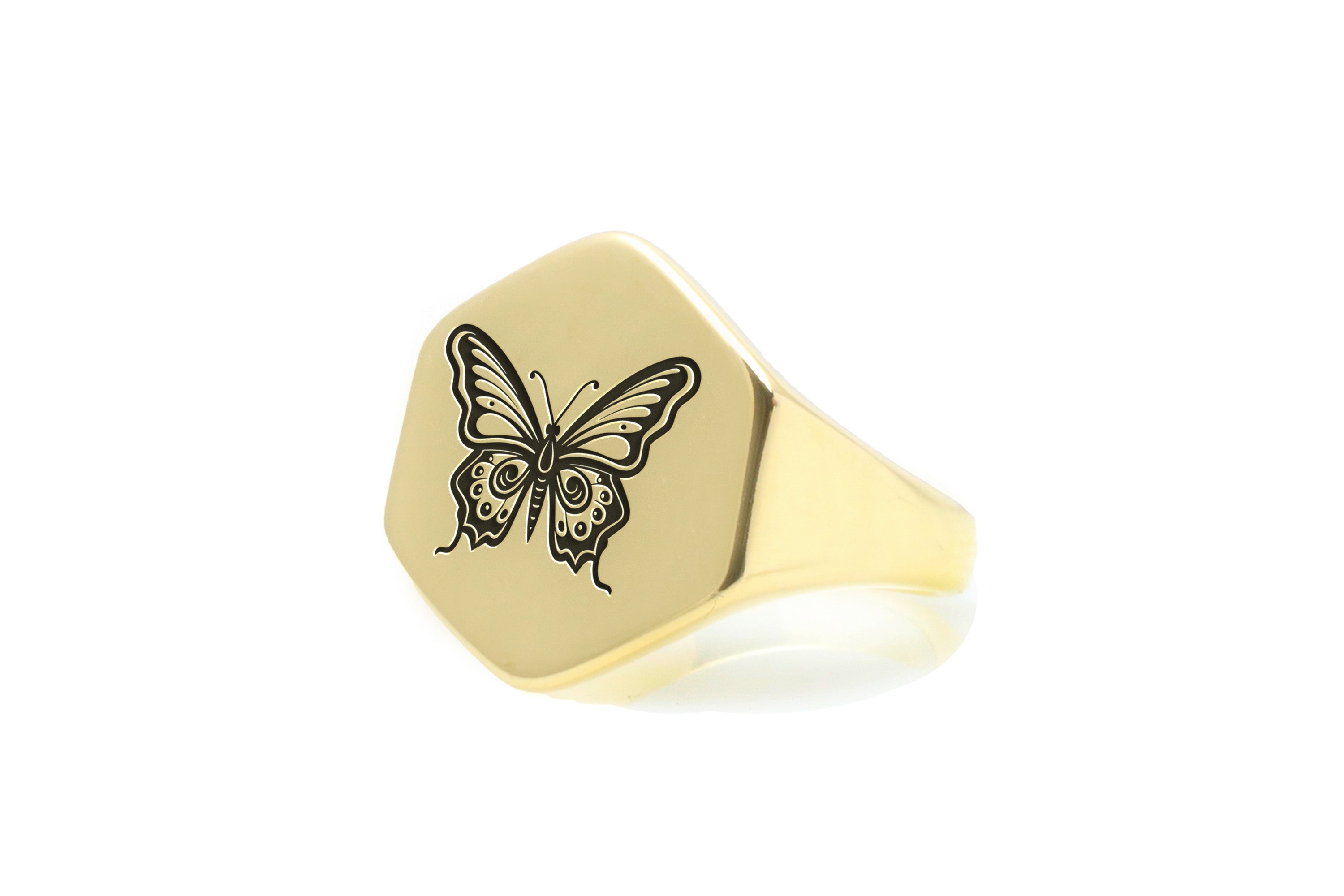 14k Gold Butterfly Signet Ring