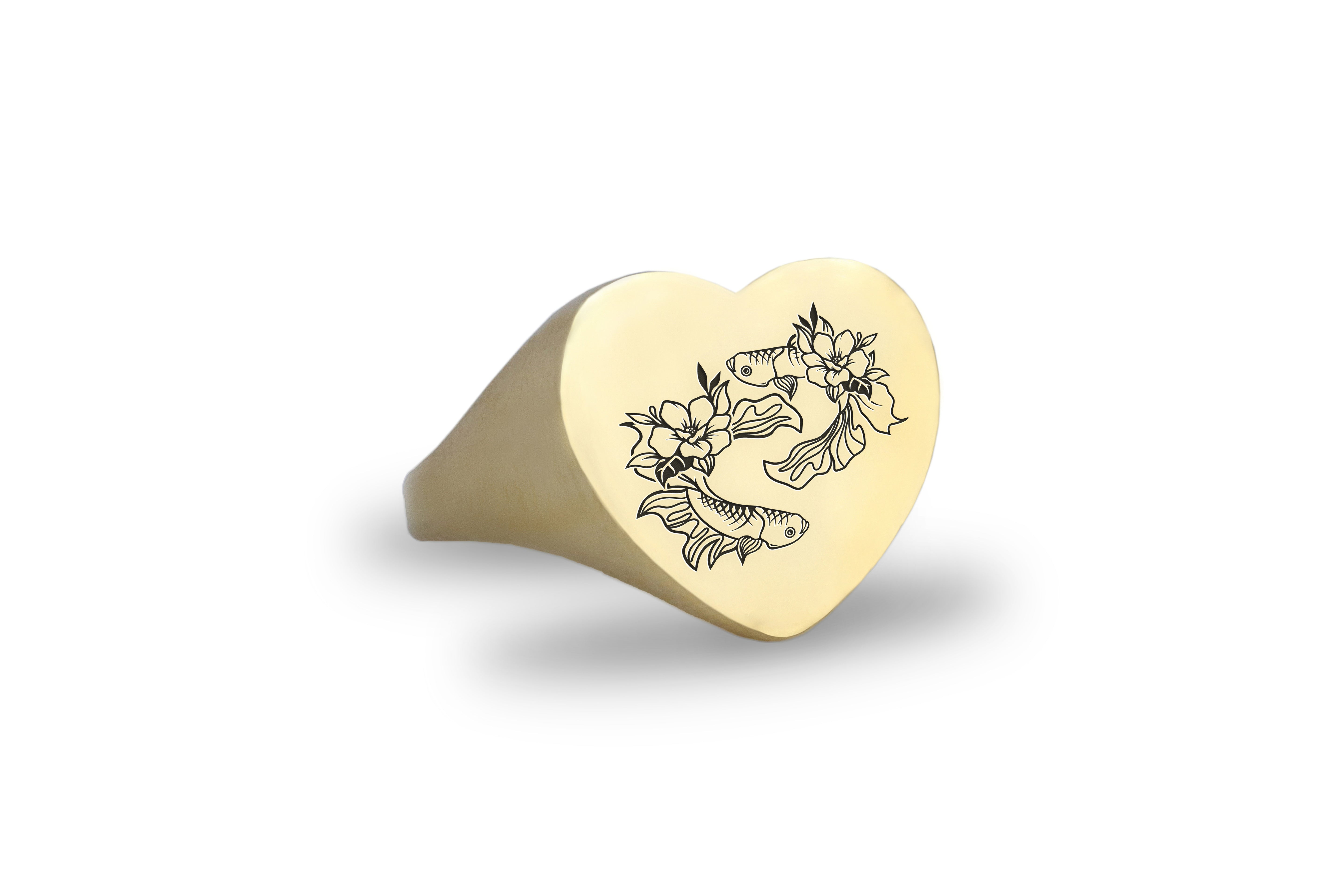 Koi Fish Heart Shaped Ring