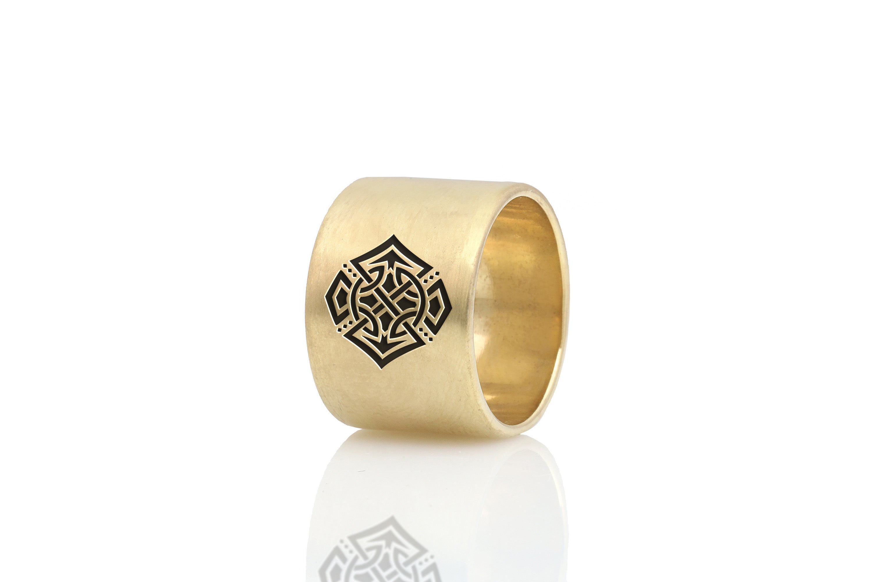 Celtic Symbol Brushed Gold Ring