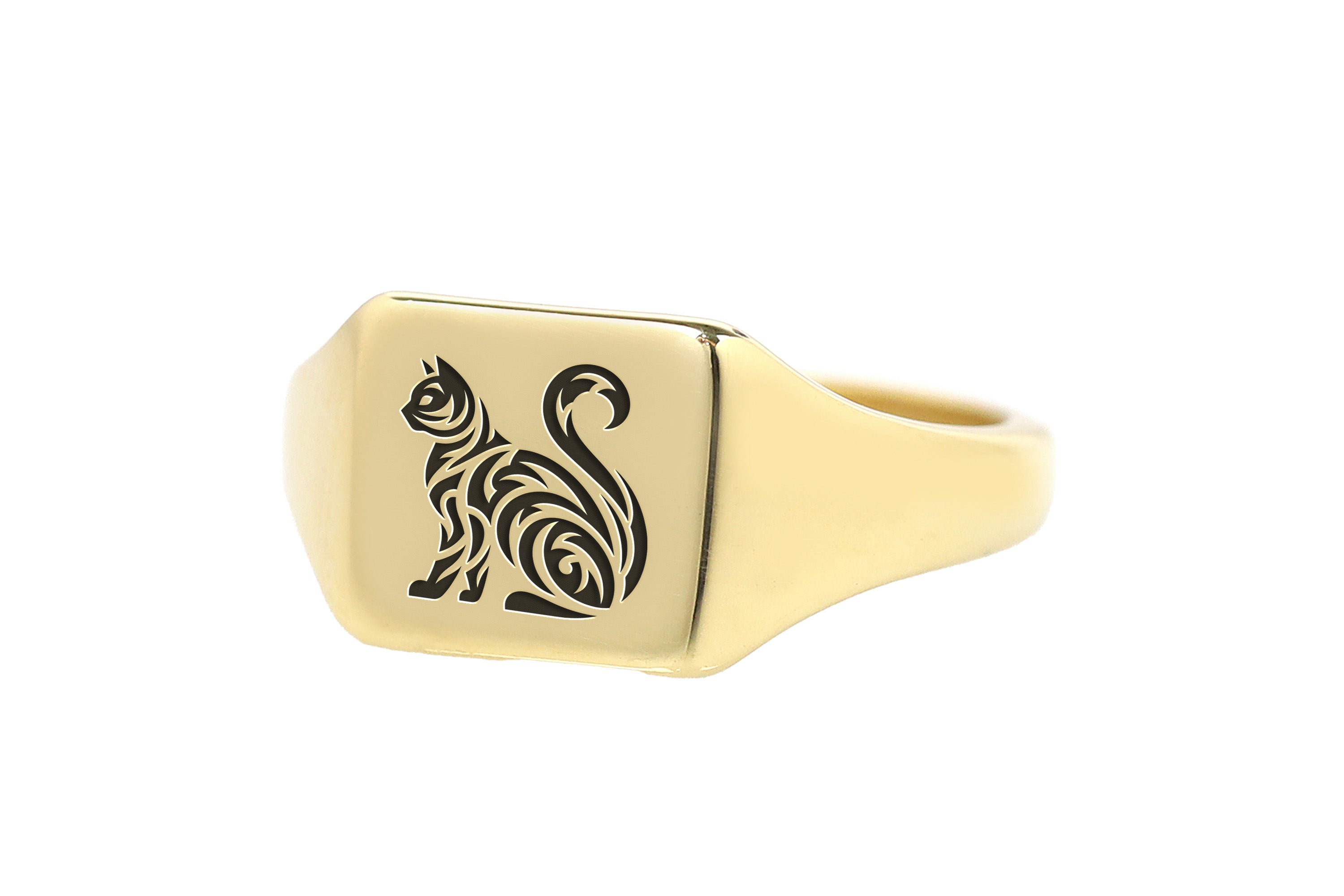 Square Cat Engraving Ring