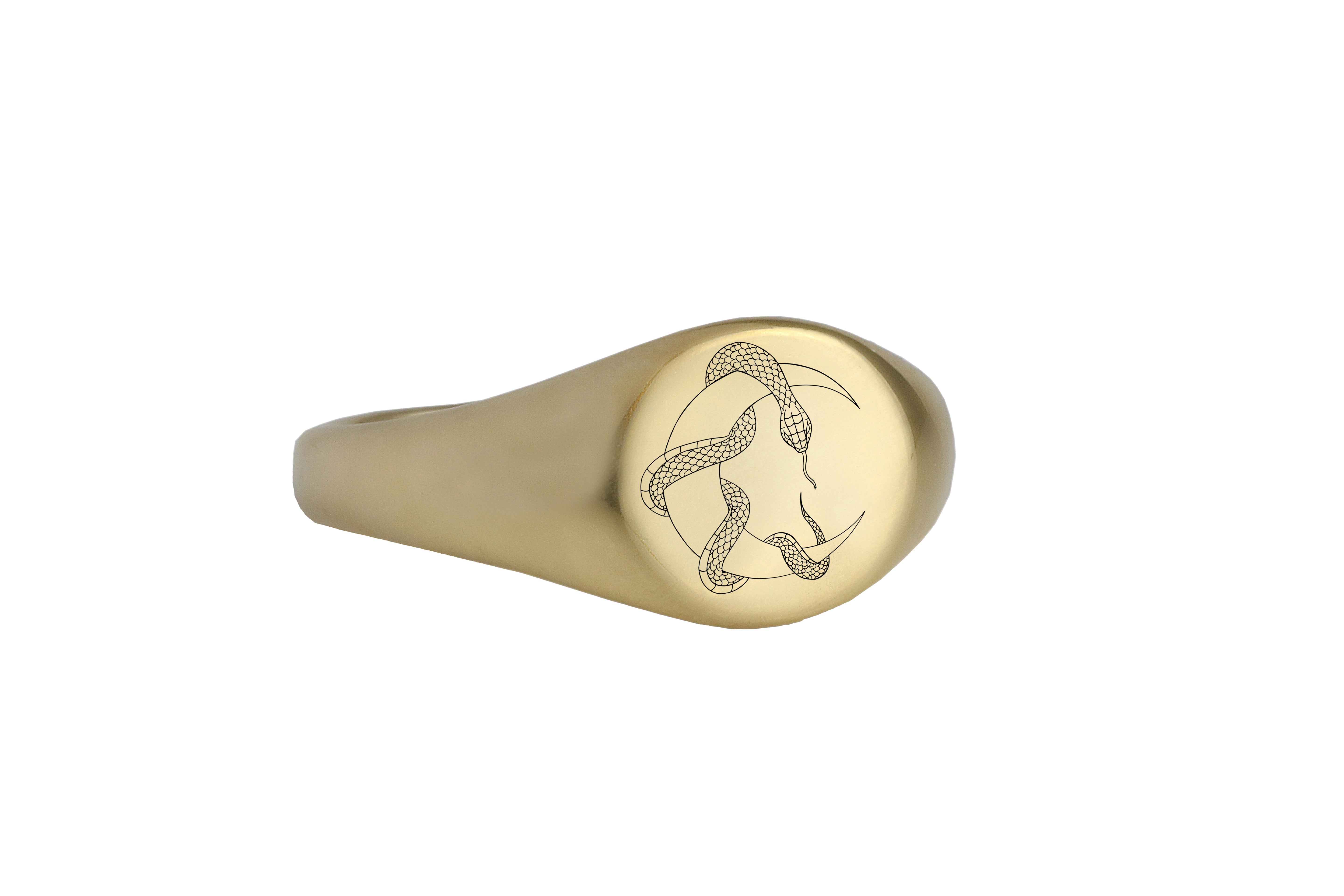 14k Gold Snake Signet Ring