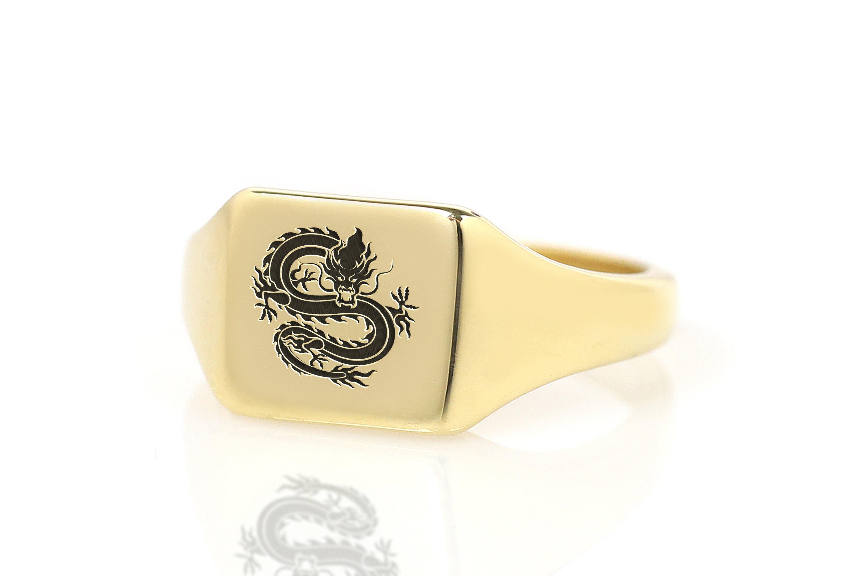 14k Gold Dragon Signet Ring