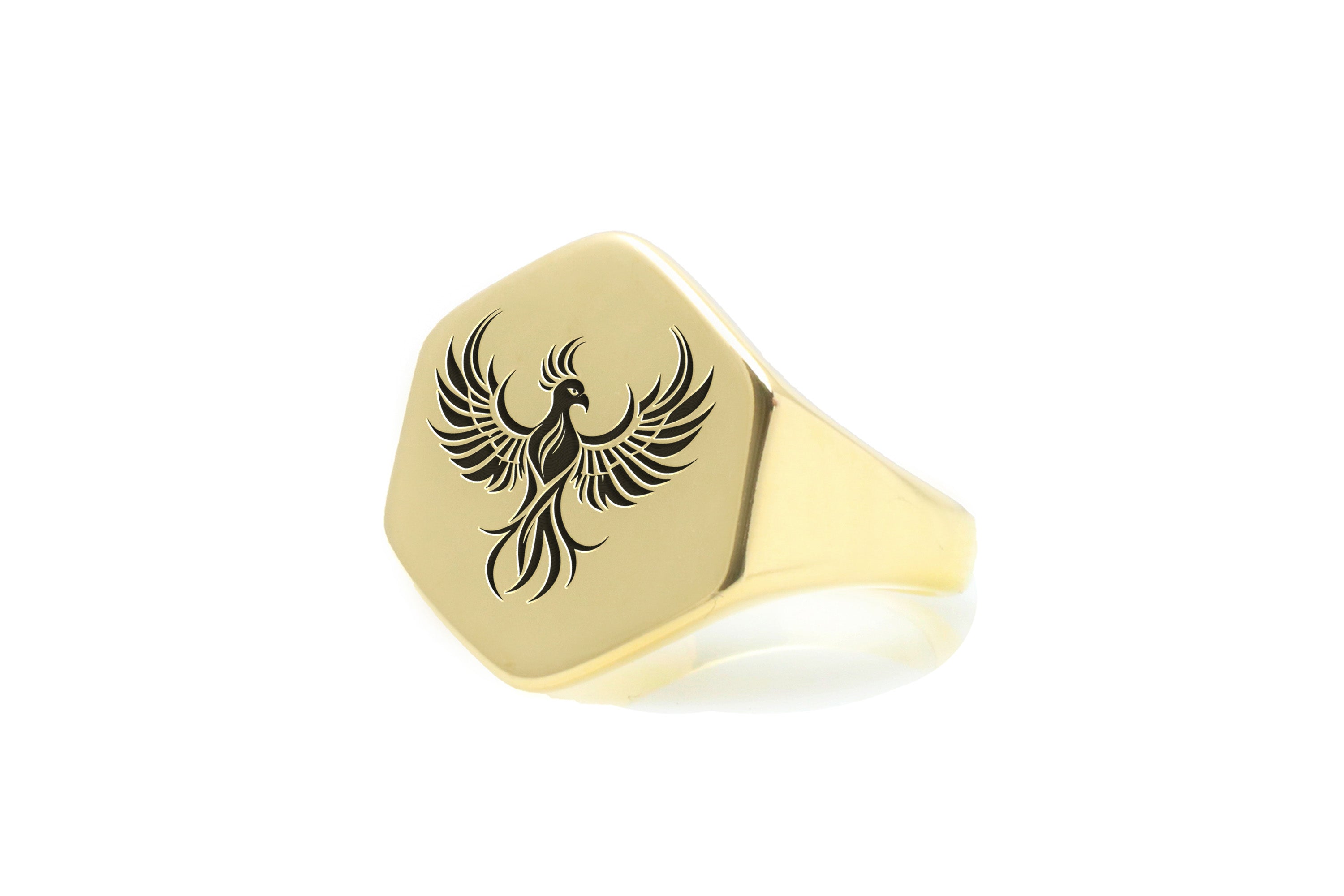 Engraved Phoenix Signet Ring