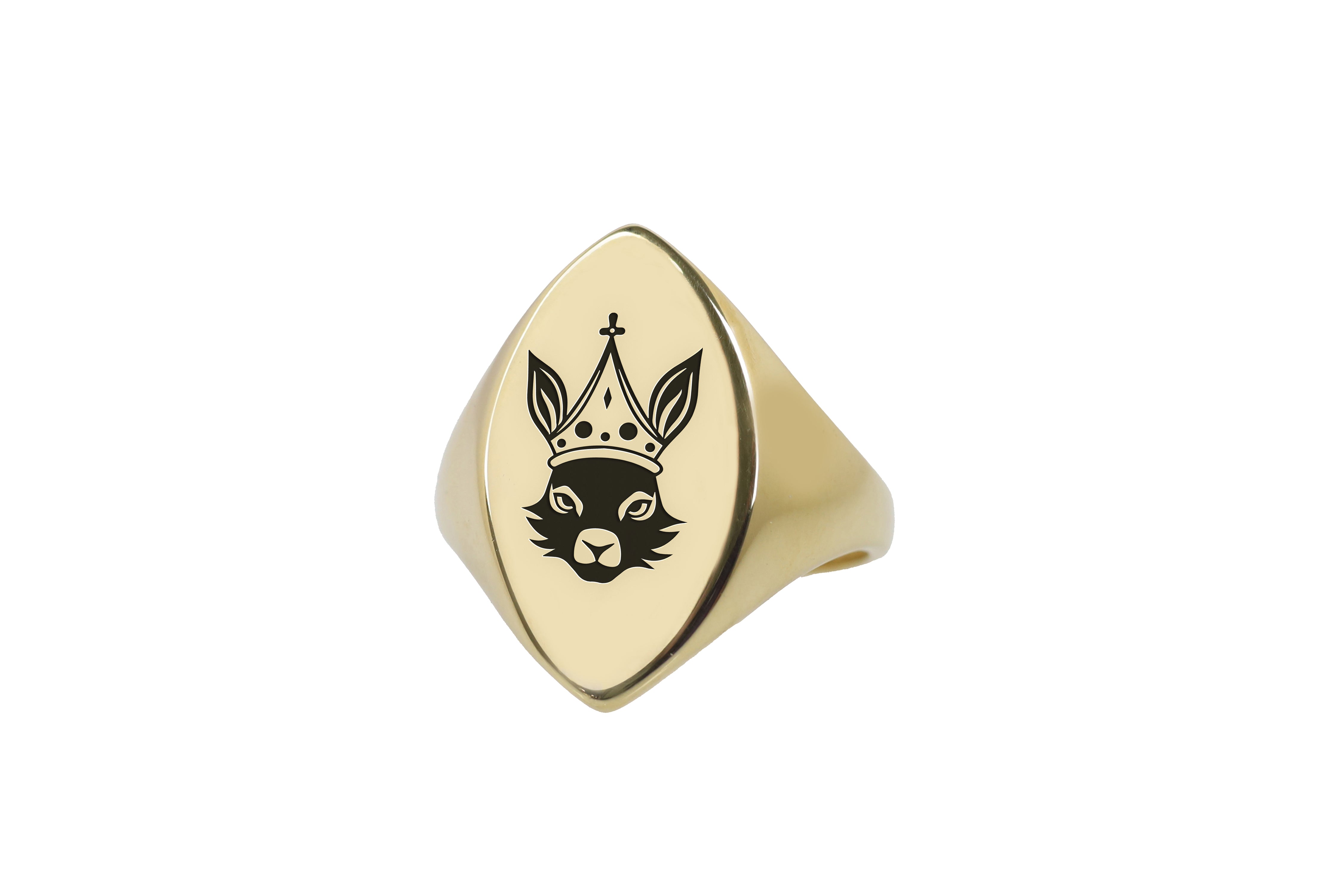 14k Gold Rabbit Signet Ring