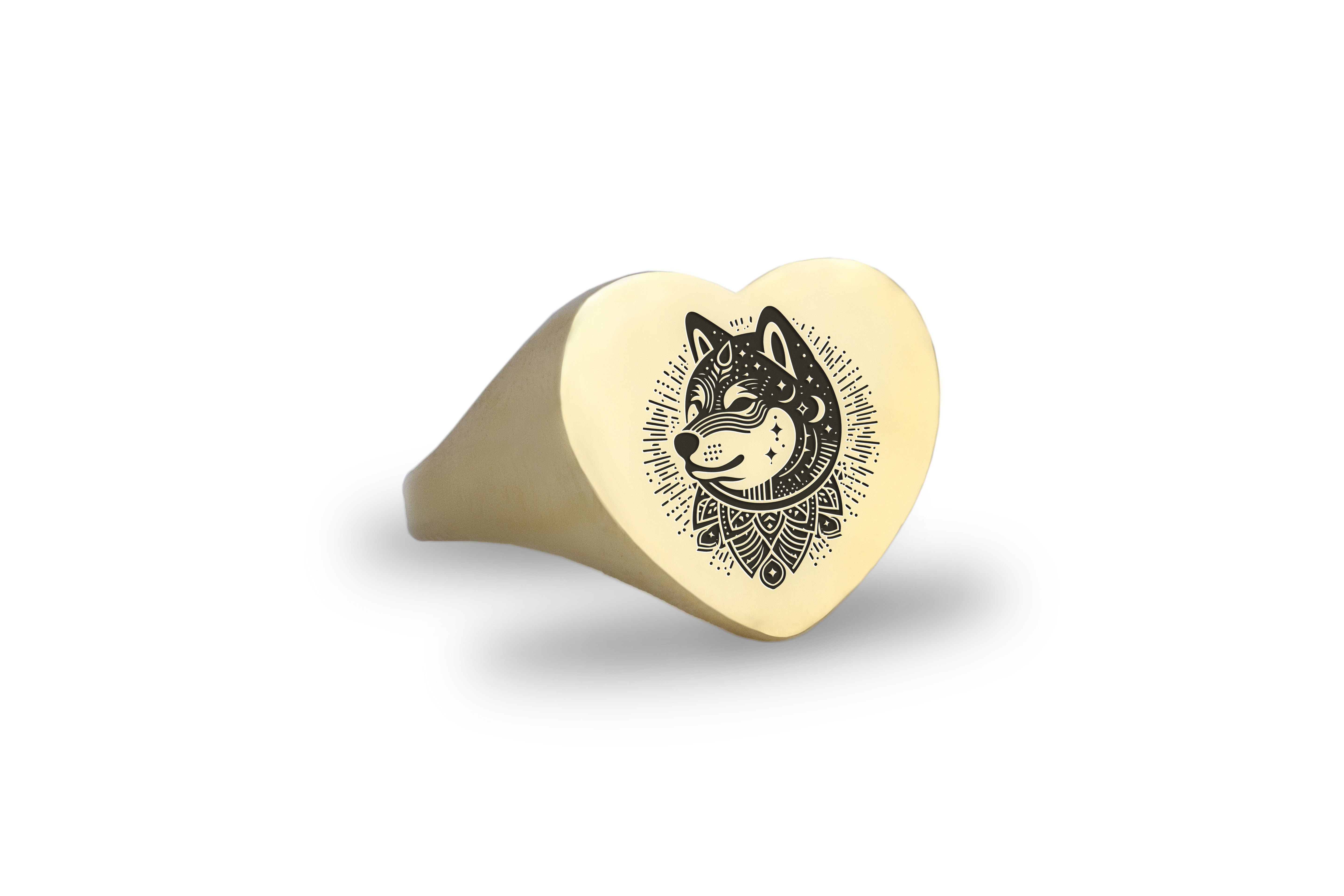 Engraved Shiba Ring
