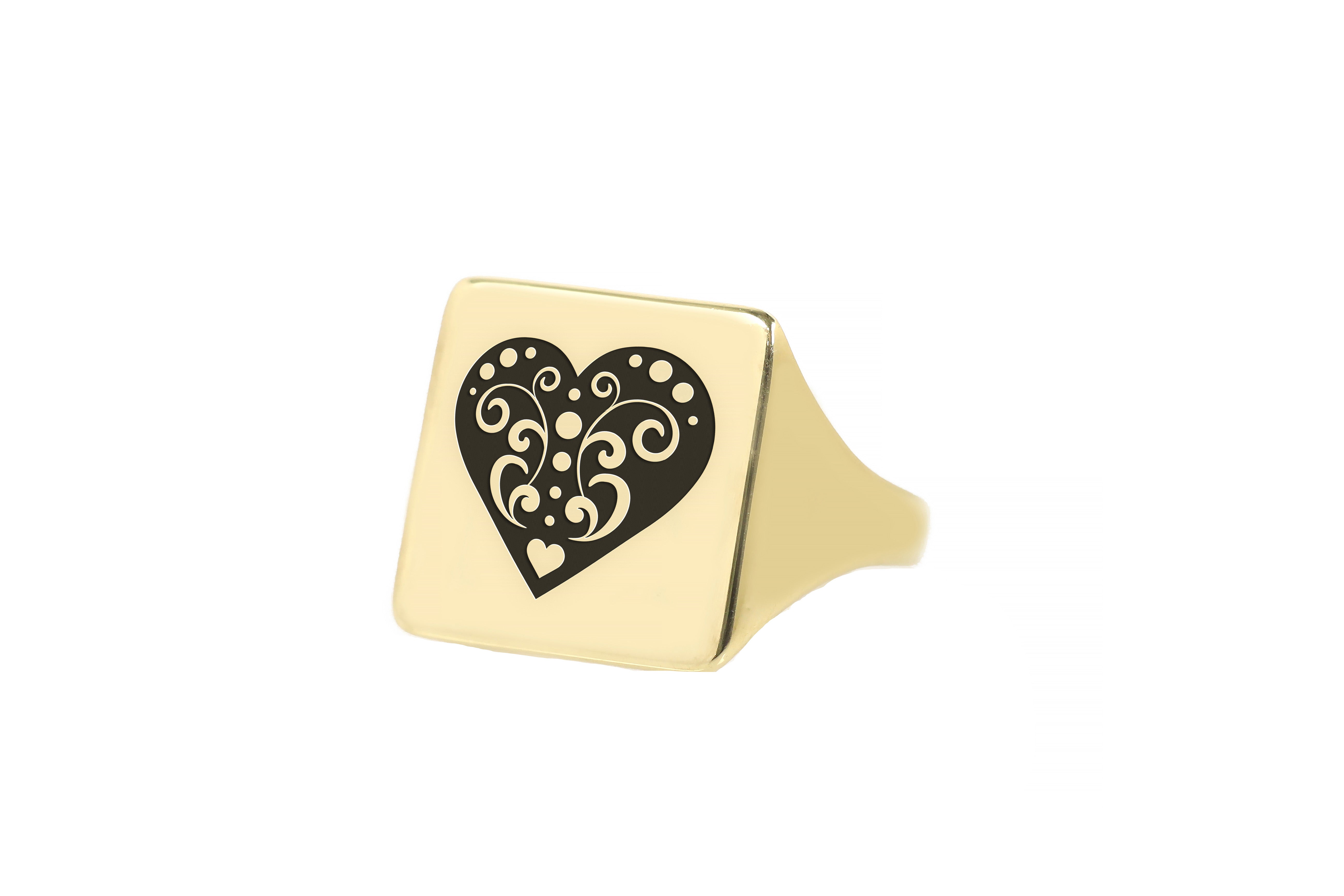 14k Gold Poker Heart Ring