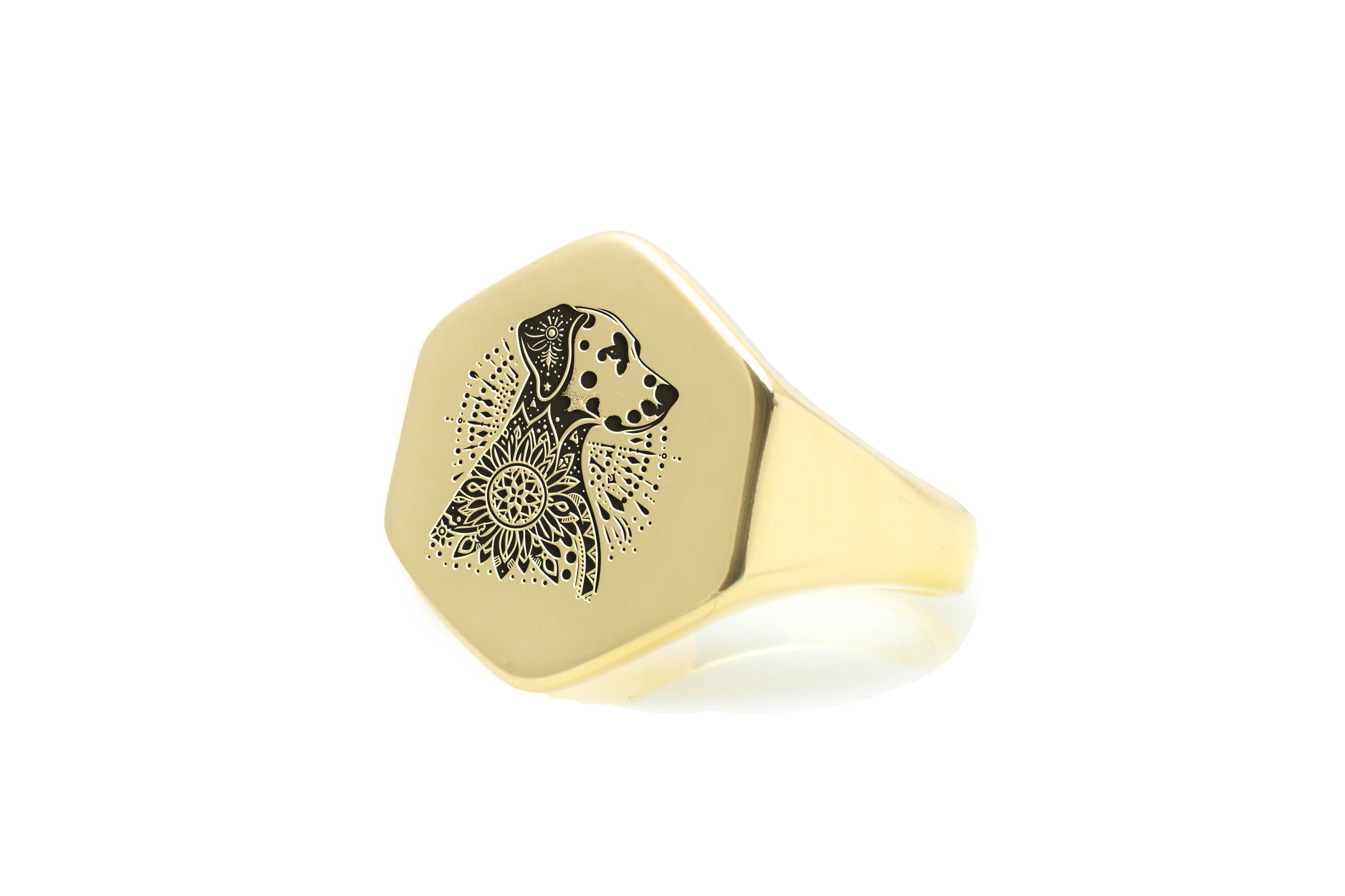Dalmatian Dog Engraved Ring