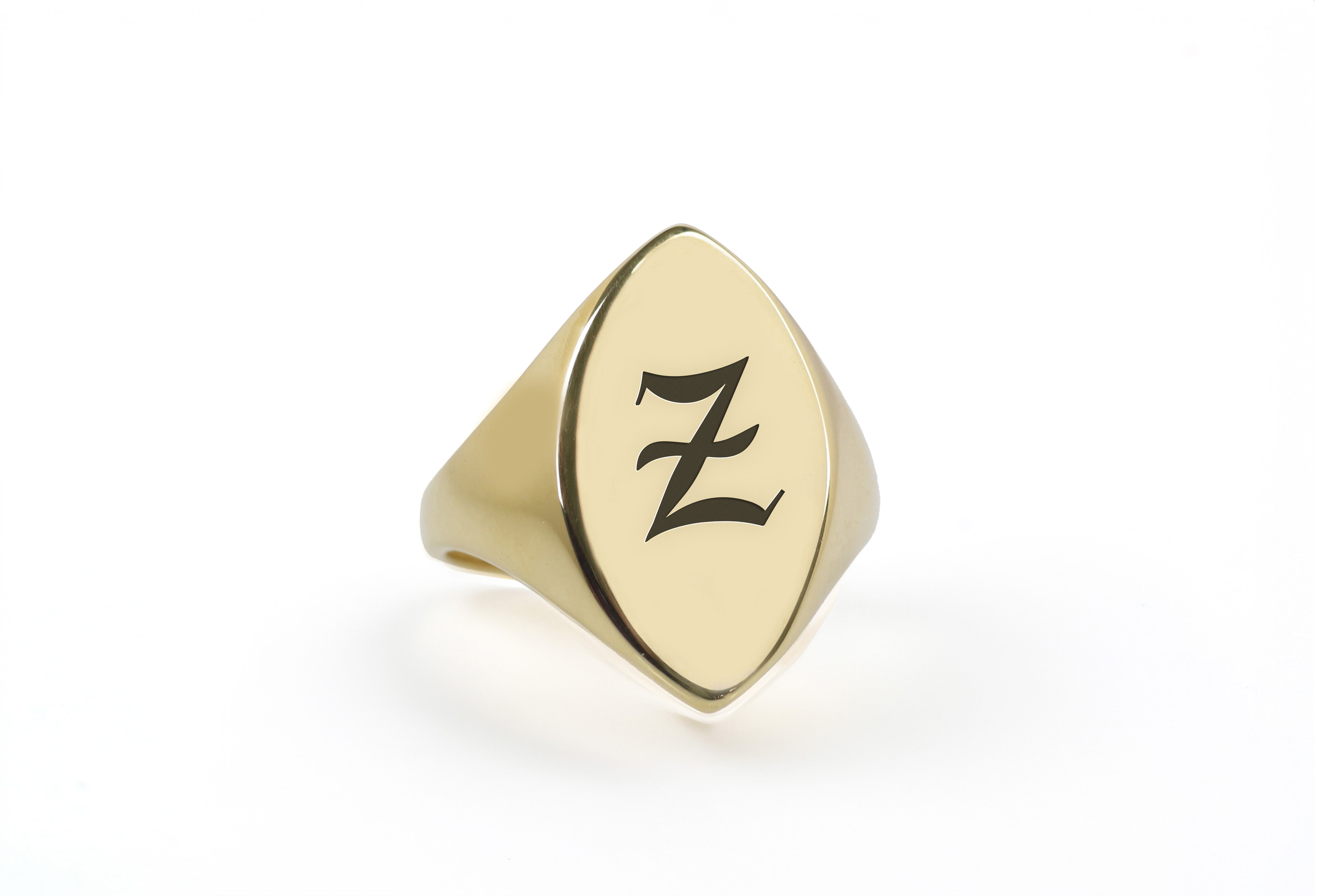 Engraved Gothic Letter Ring