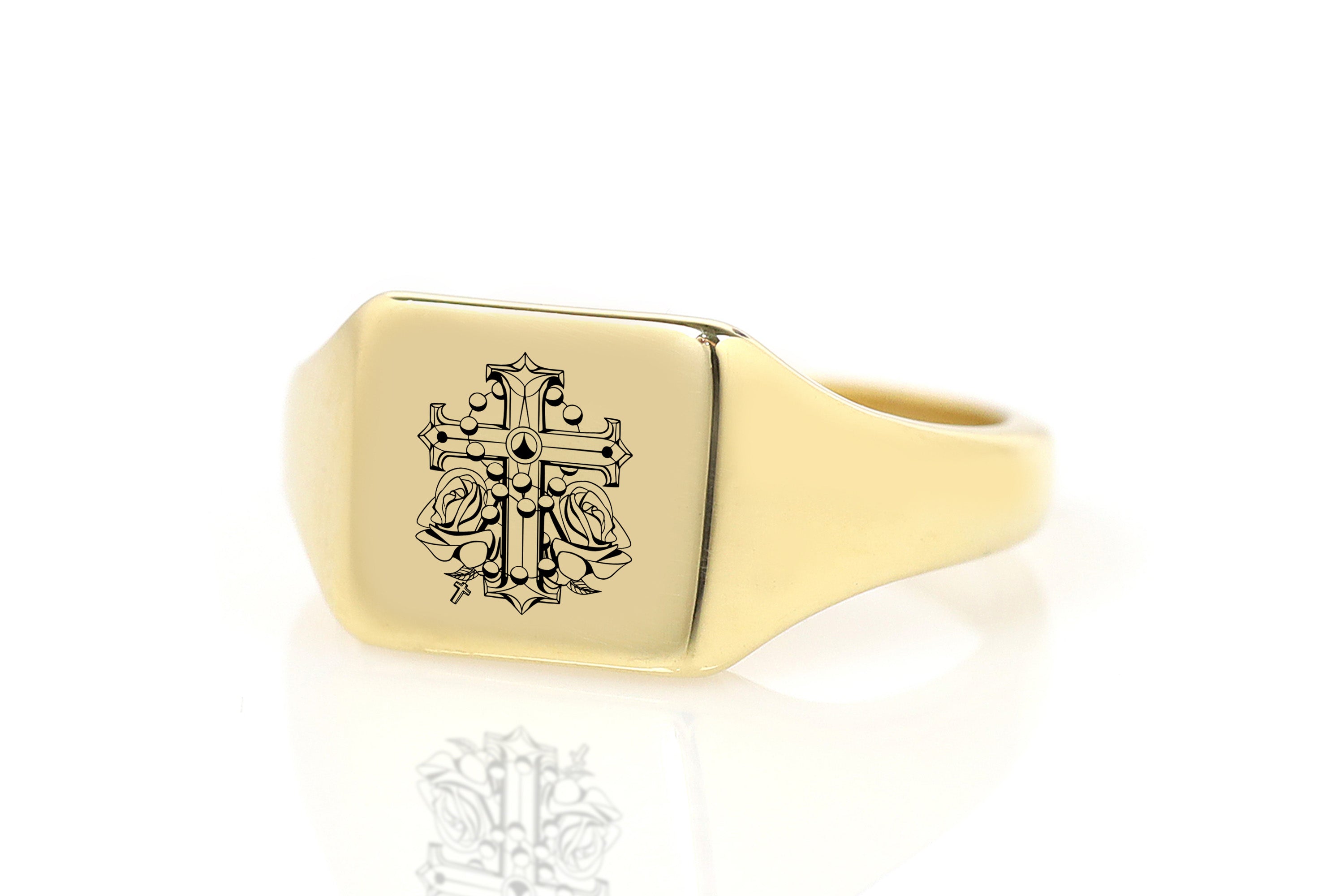 Chicano Cross Signet Ring