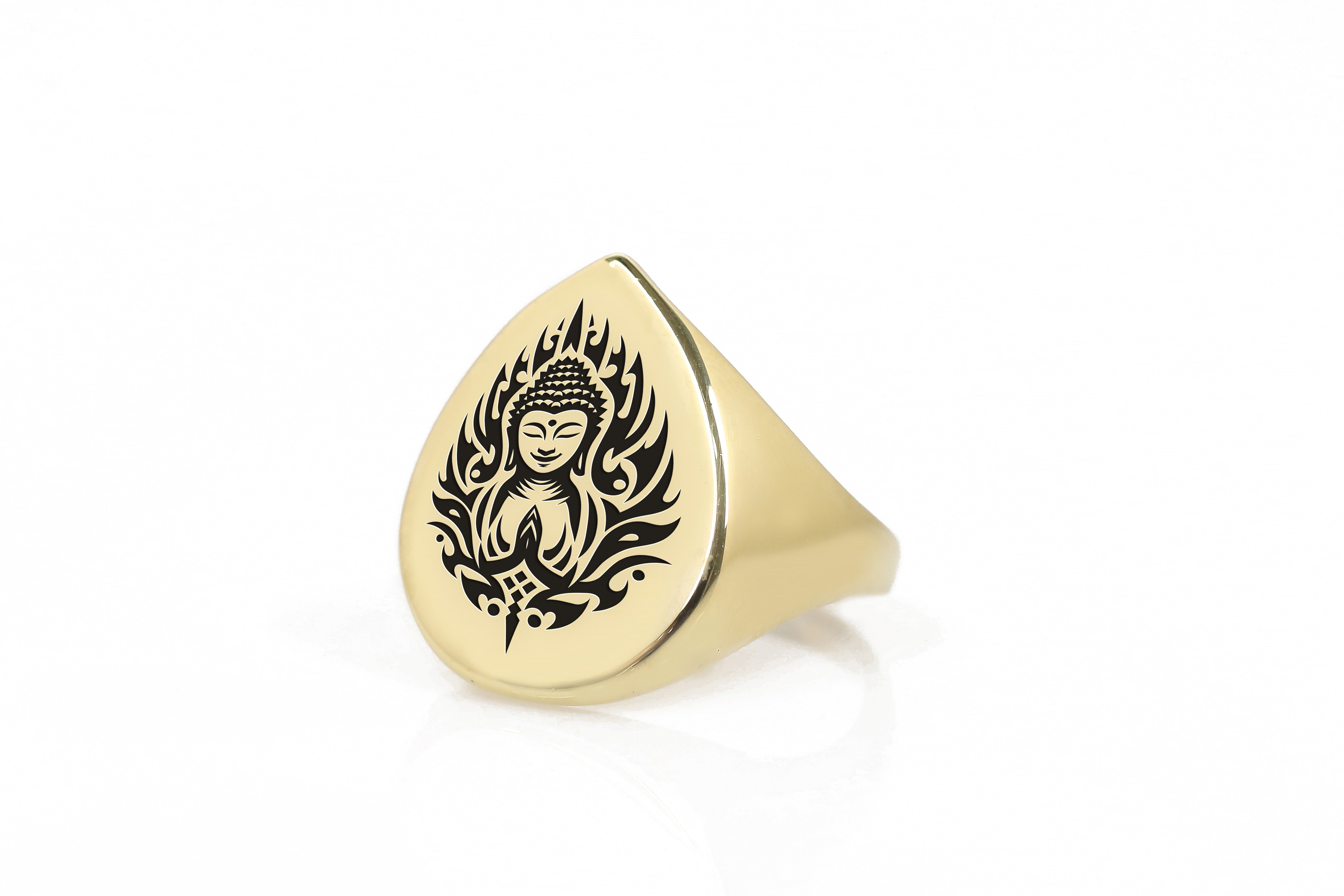 Engraved Buddha Signet Ring