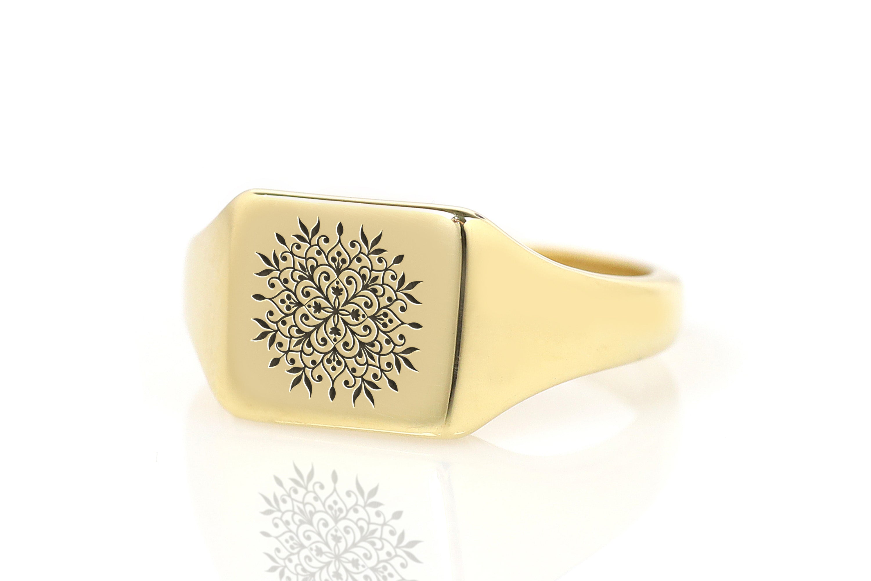 Engraved Floral Gold Ring