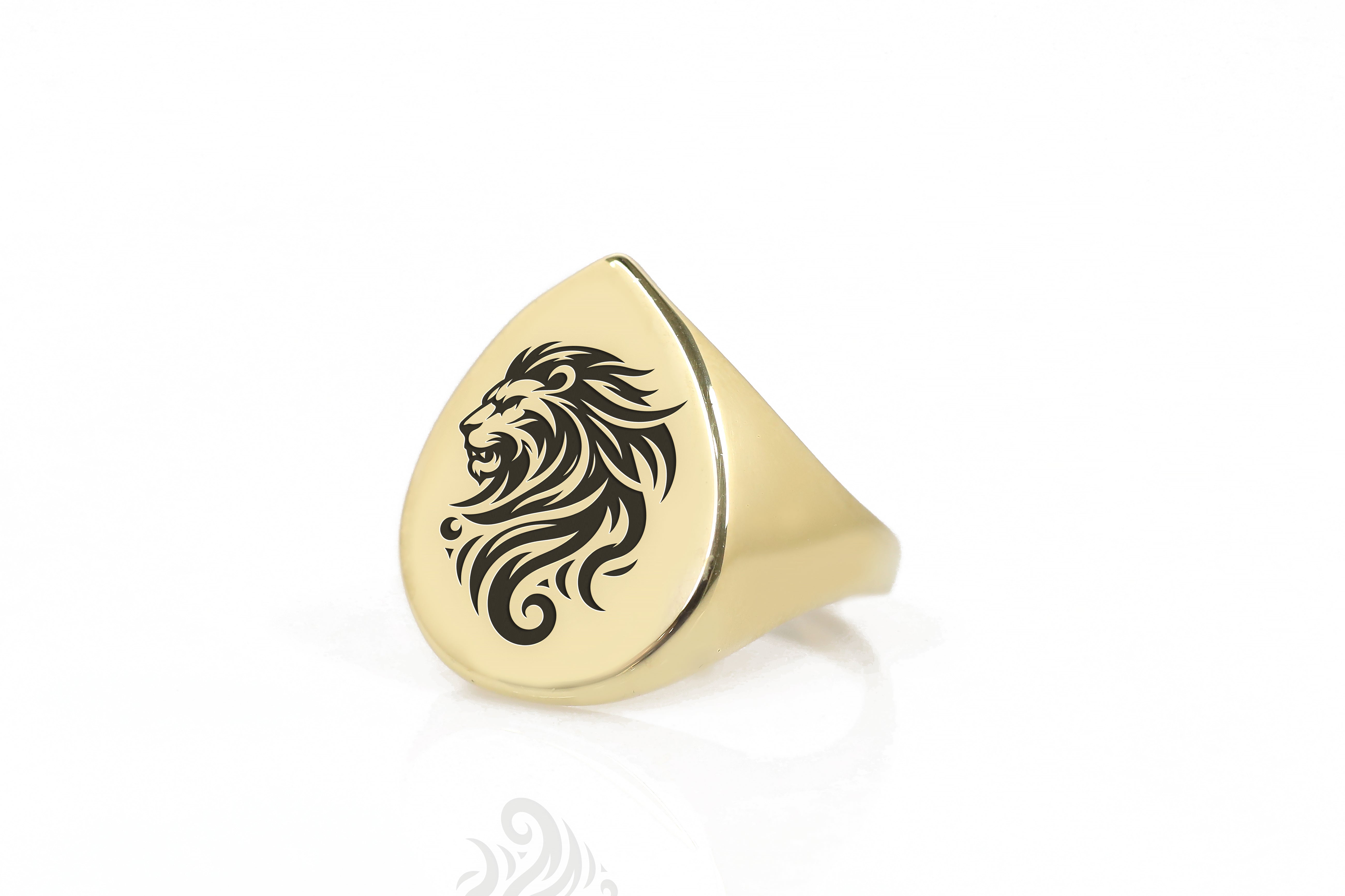 24k Gold Lion Signet Ring