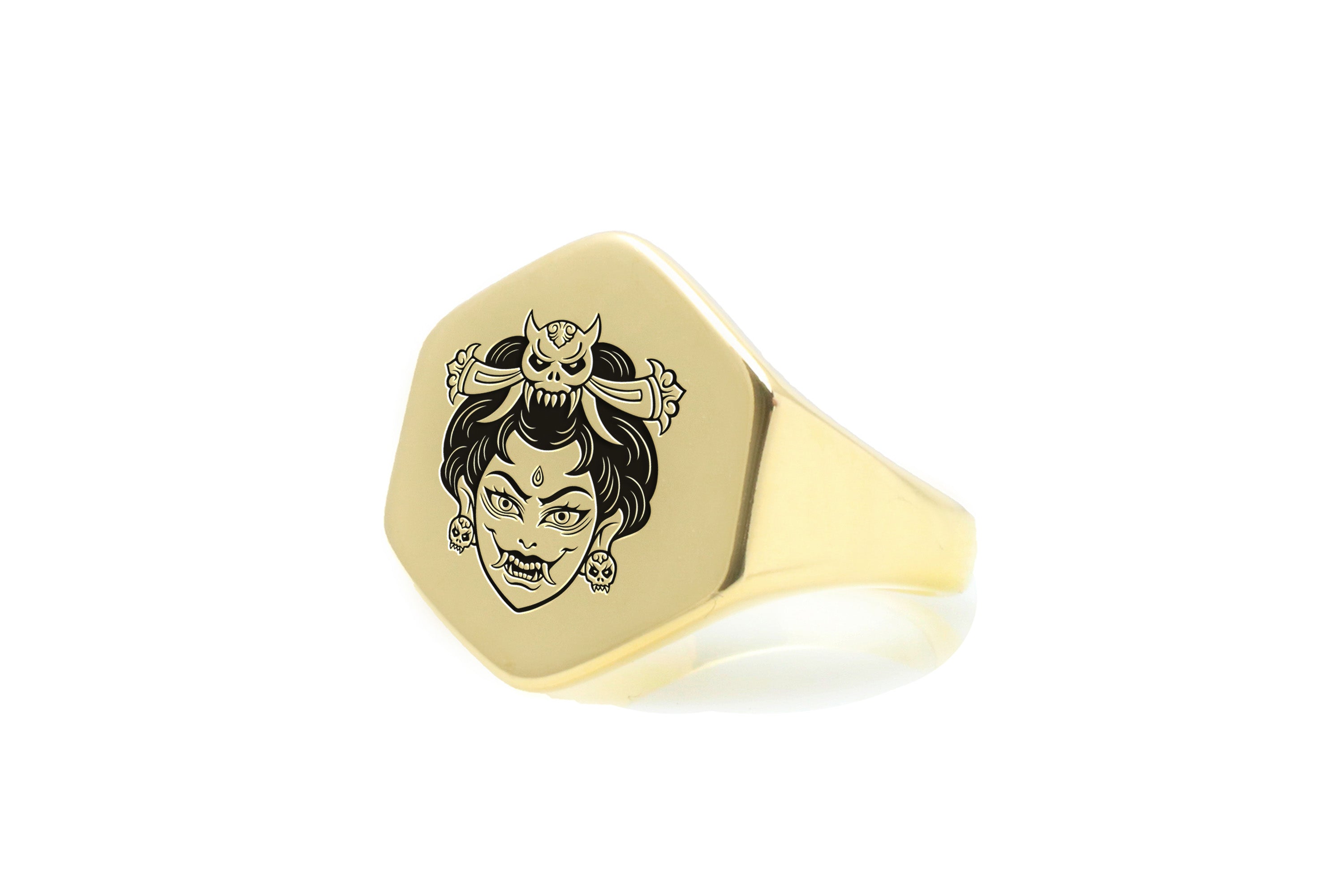 Engraved Geisha Signet Ring