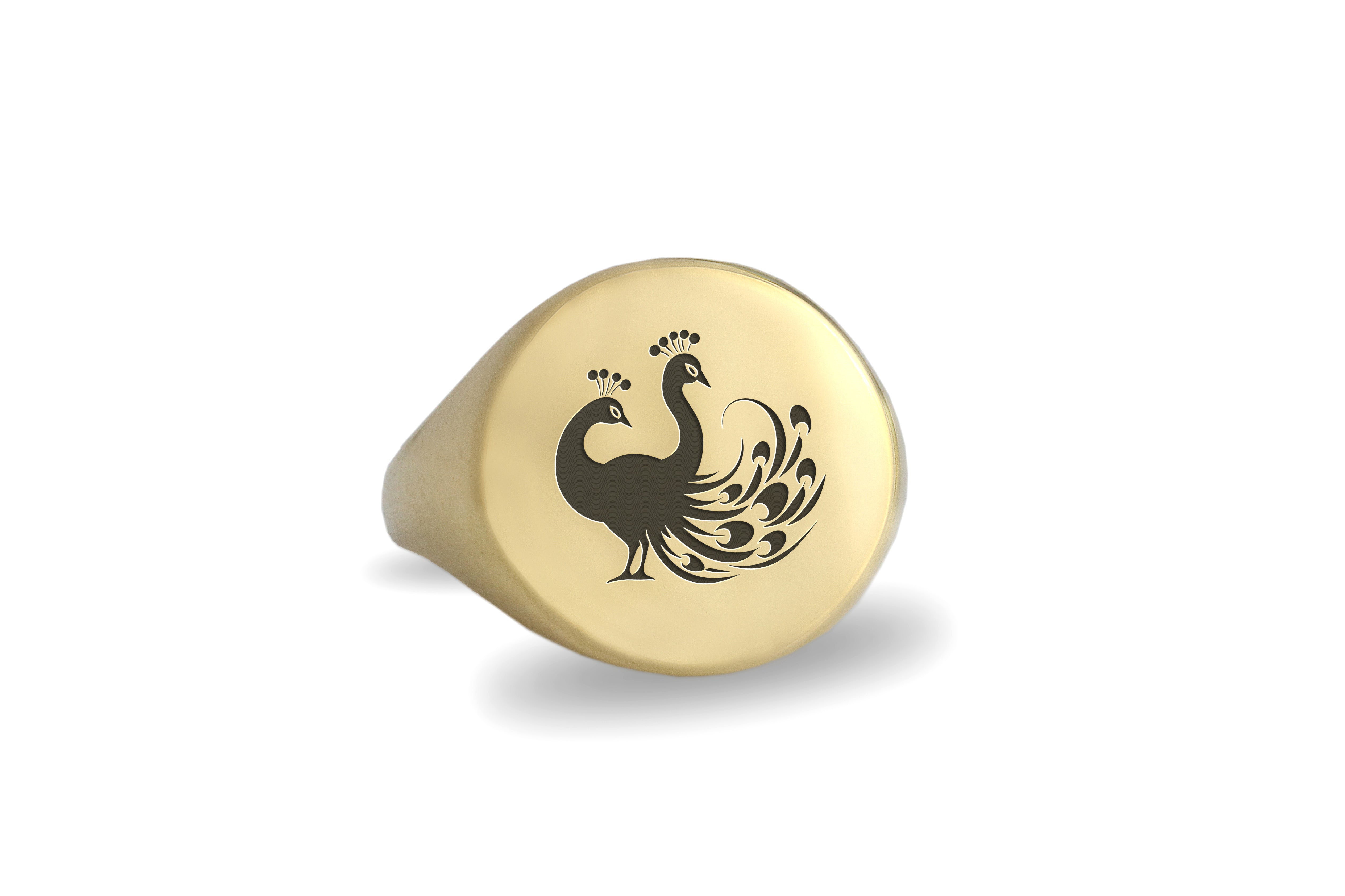 Exotic Peacock Signet Ring