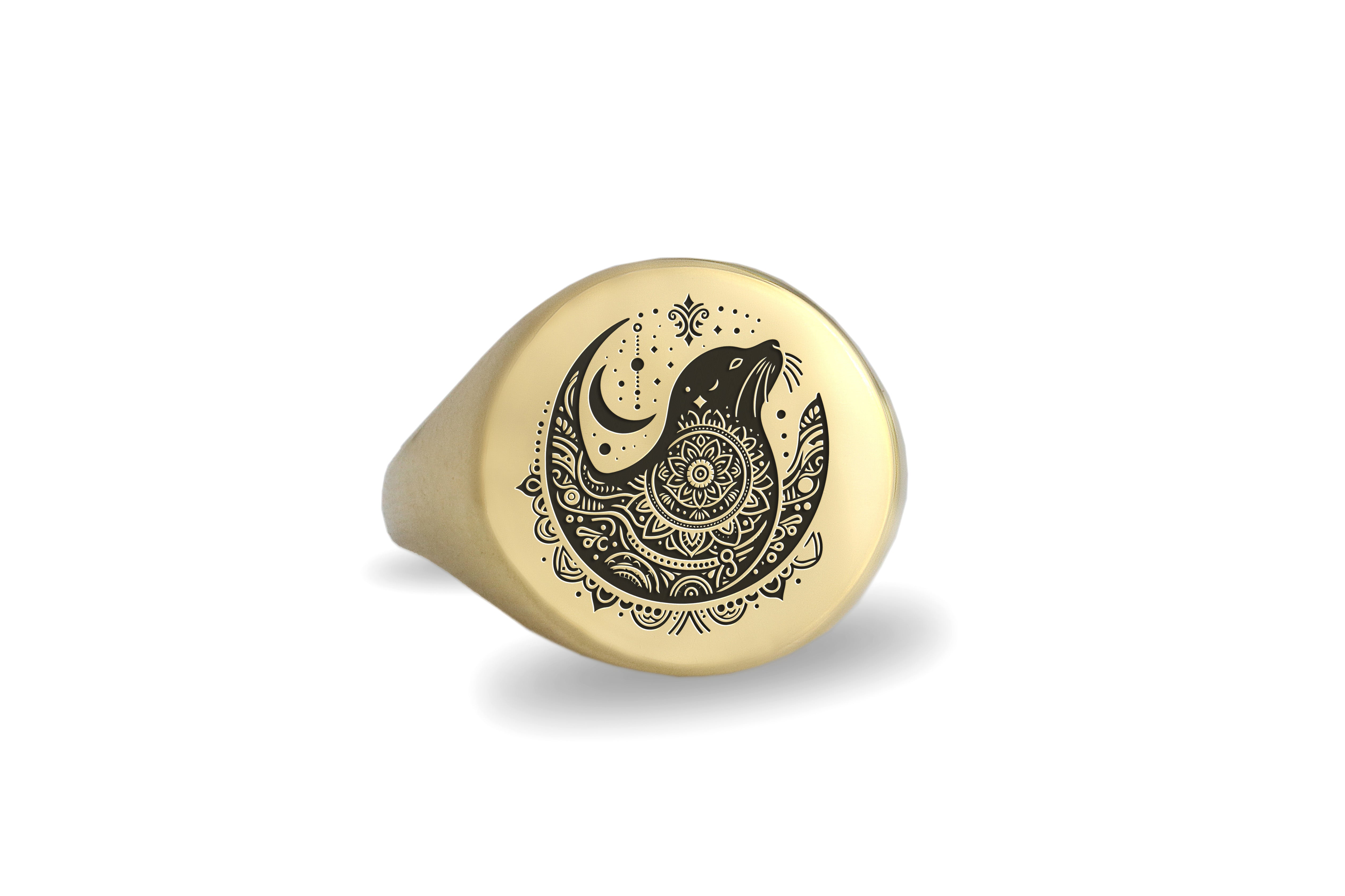 14k Gold Seal Signet Ring