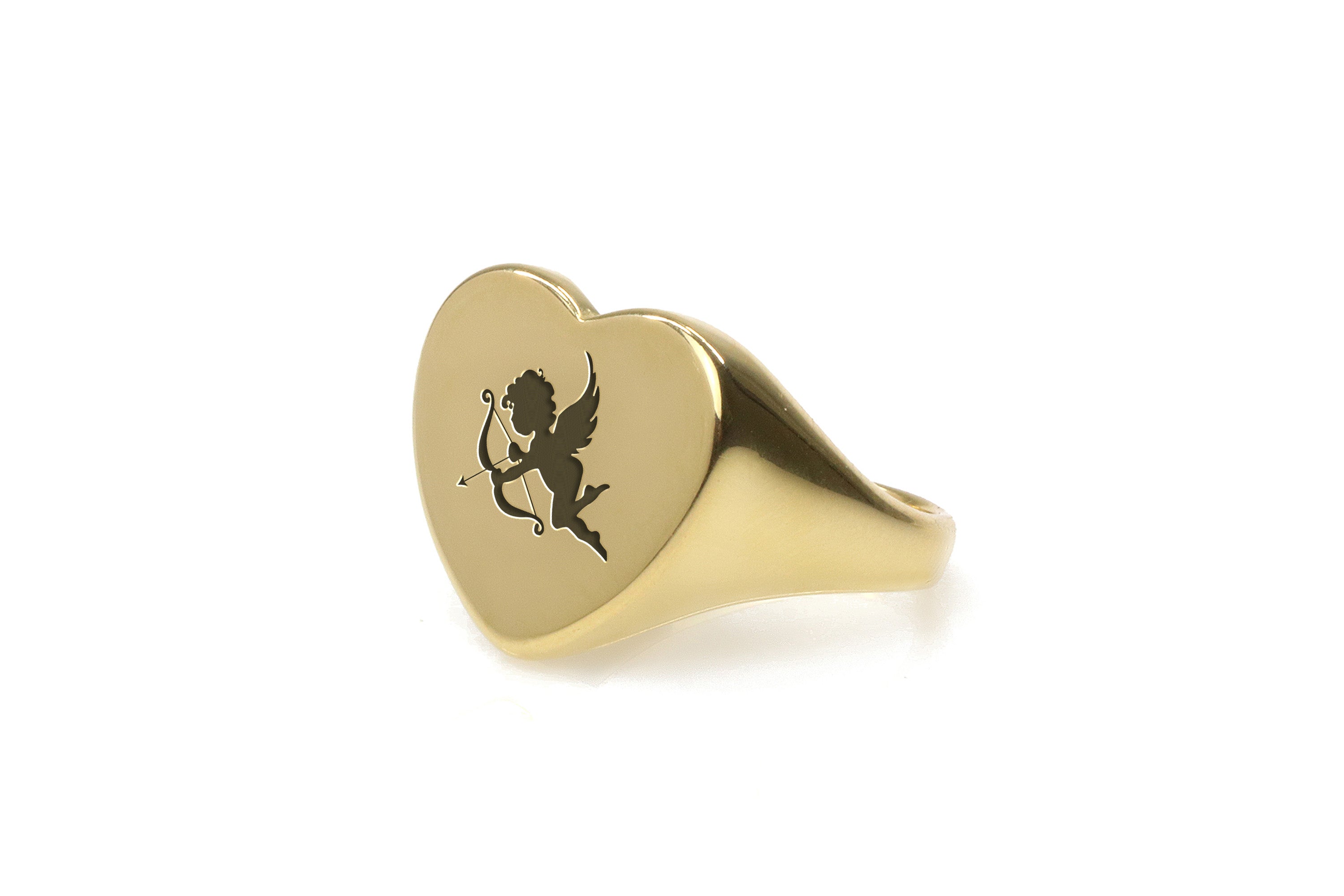 Gold Cupid Signet Ring