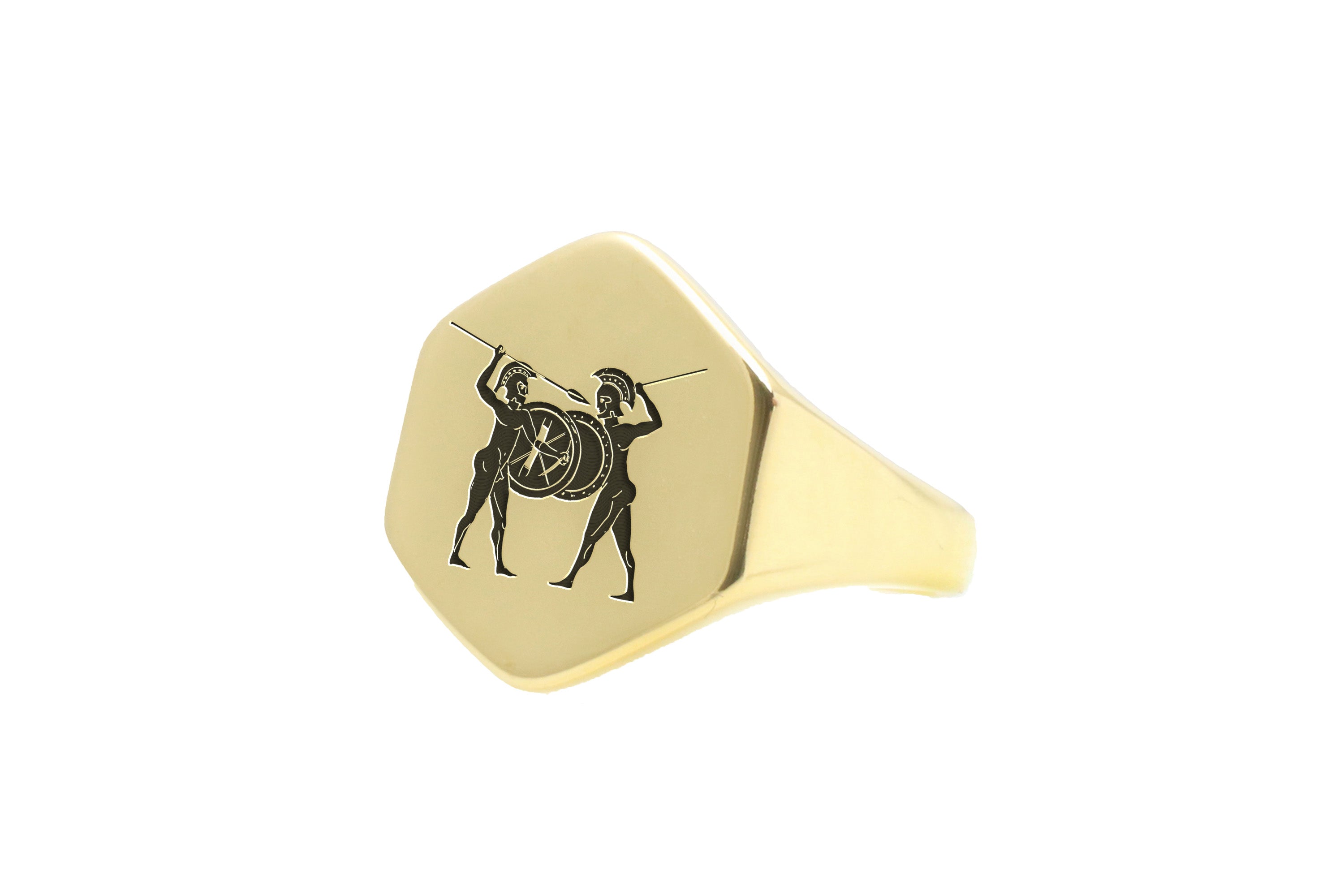 Engraved Greek Warrior Signet Ring