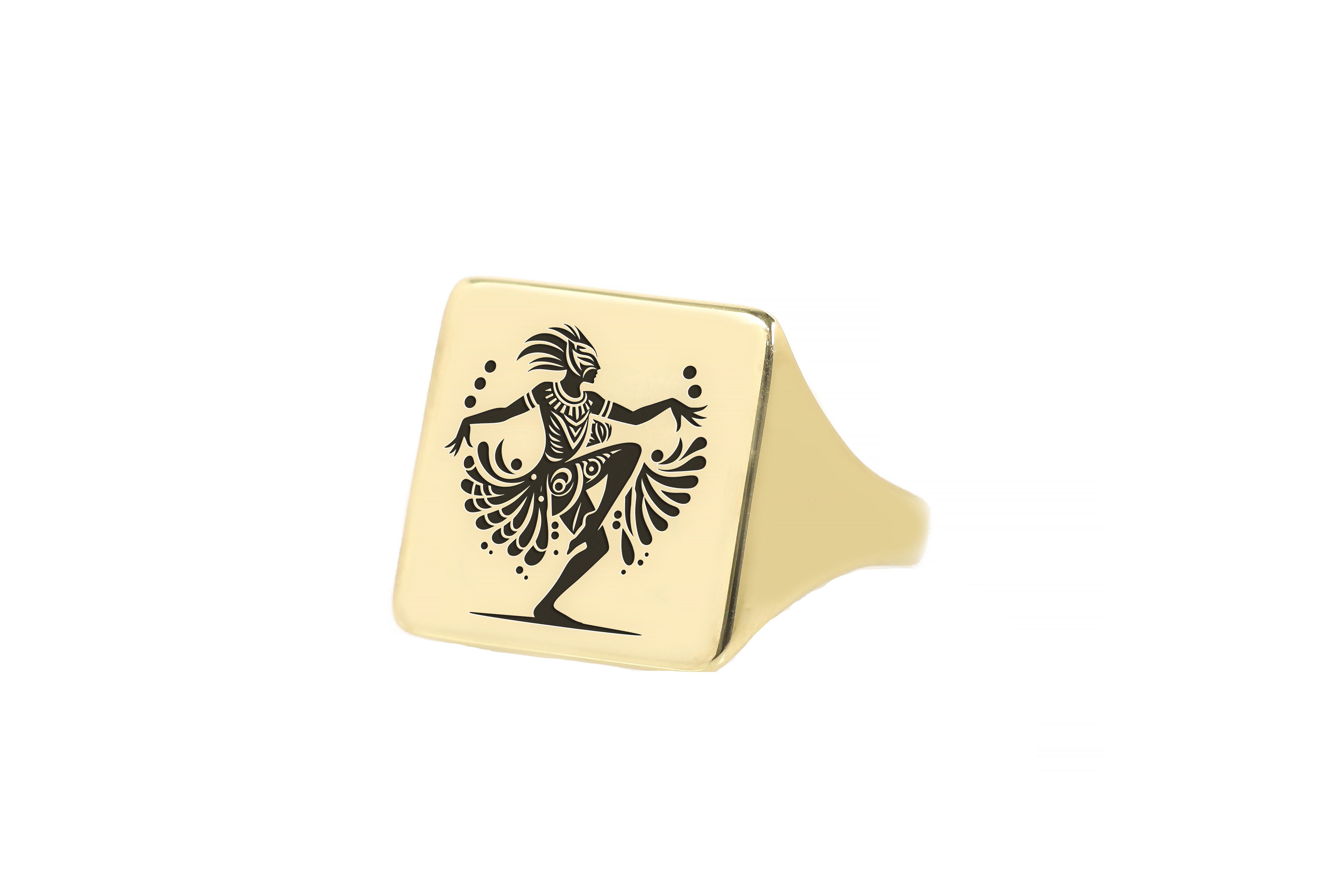 14k Gold African Signet Ring