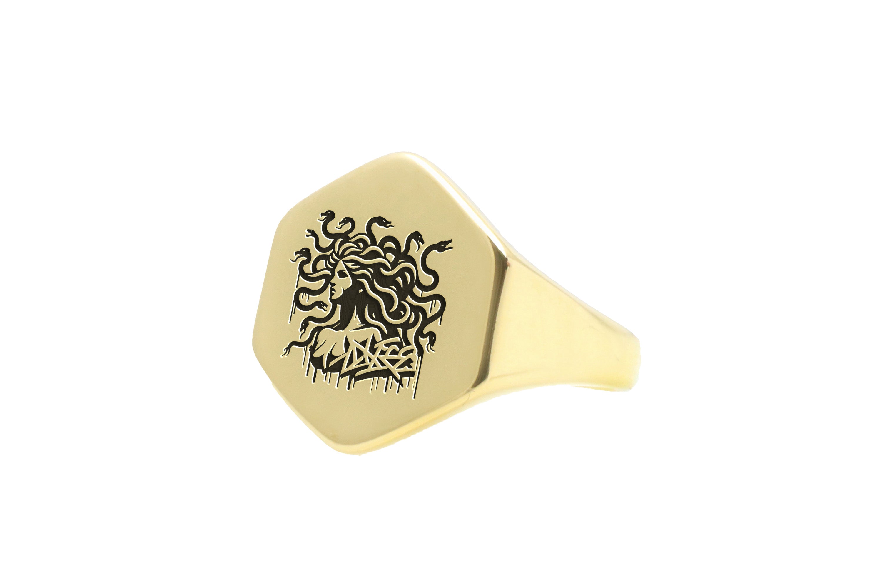 Engraved Medusa Gold Ring