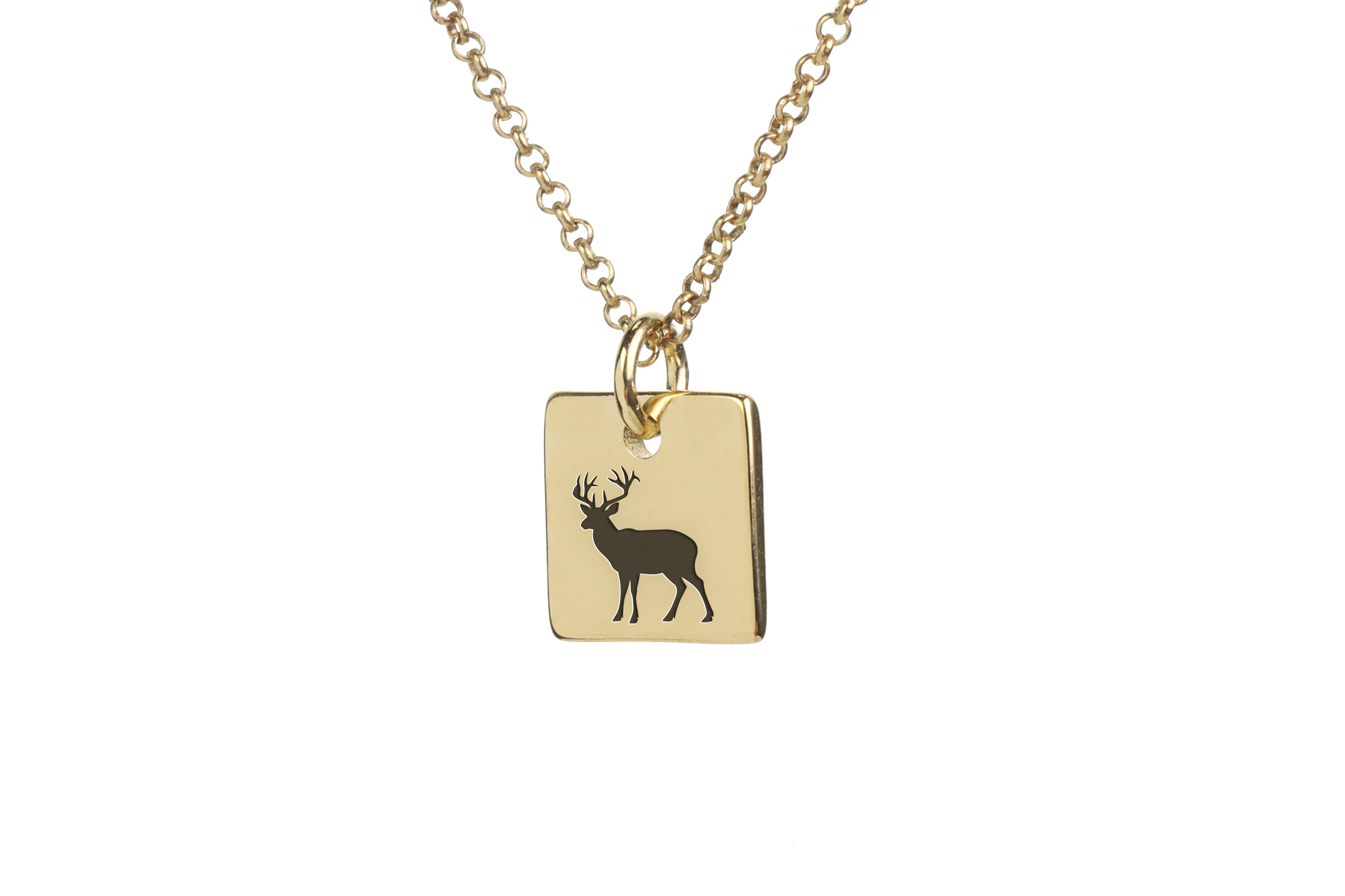 Square Deer Pendant Necklace
