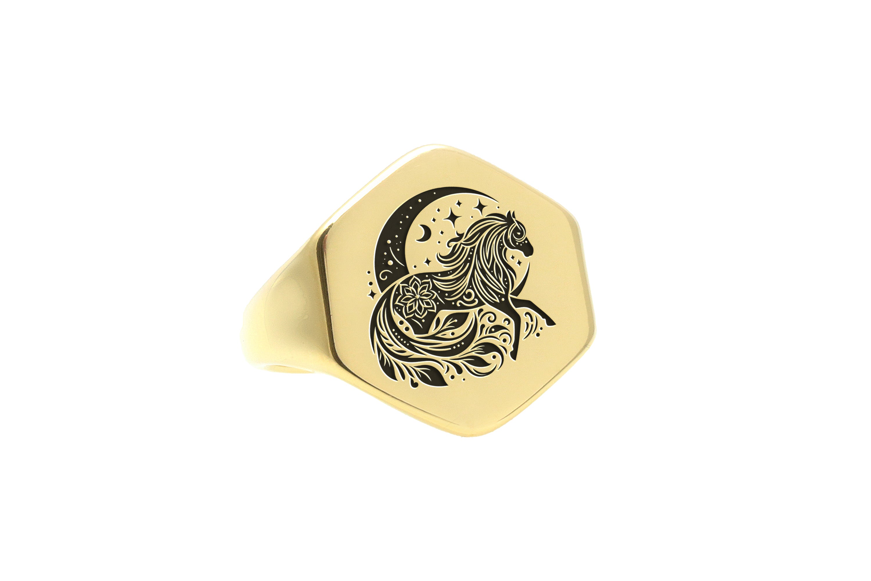Engraved Horse Signet Ring