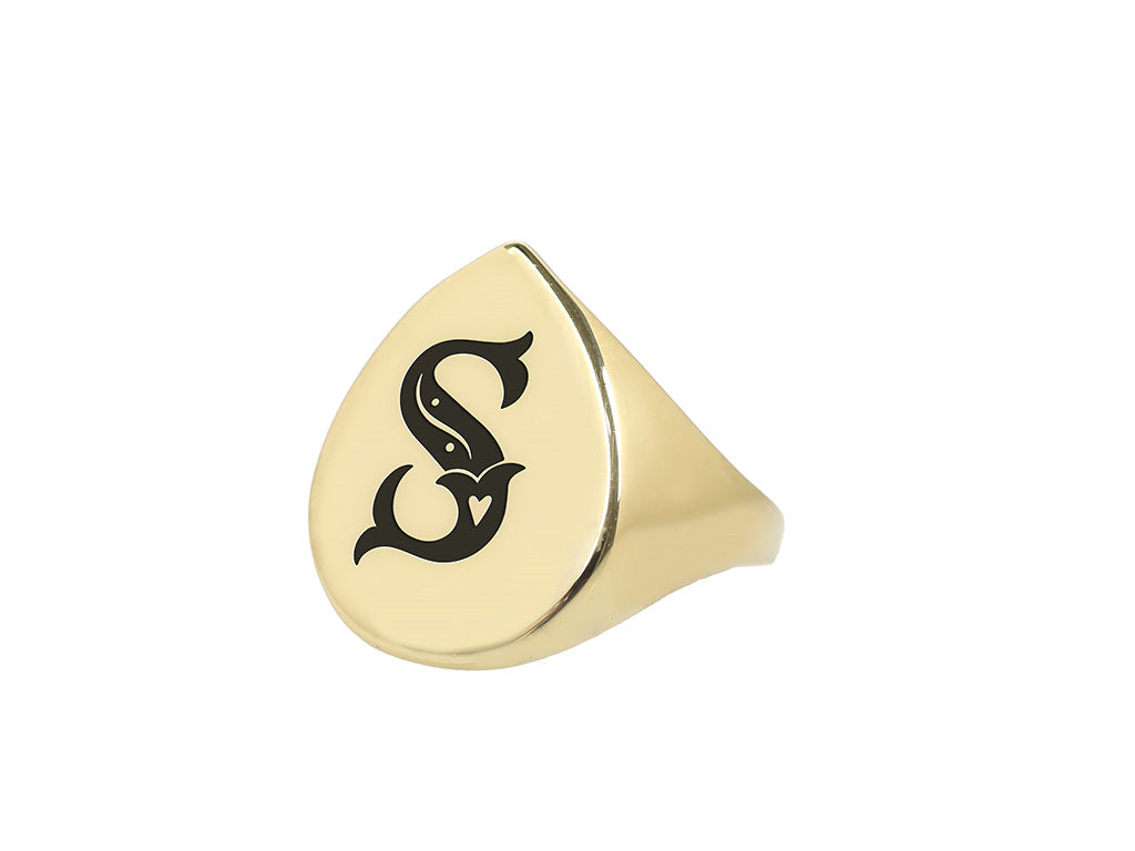 Poker Designed Letter Ring