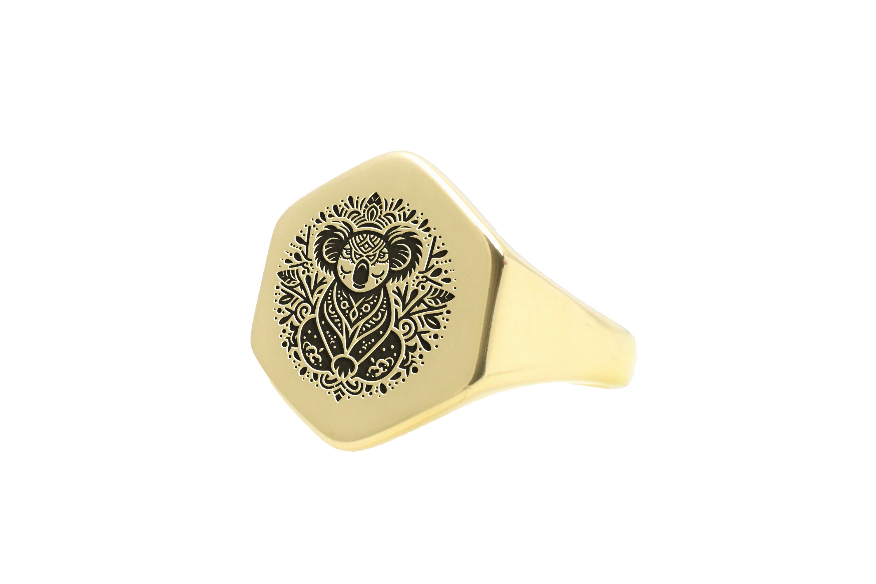 14k Gold Koala Signet Ring