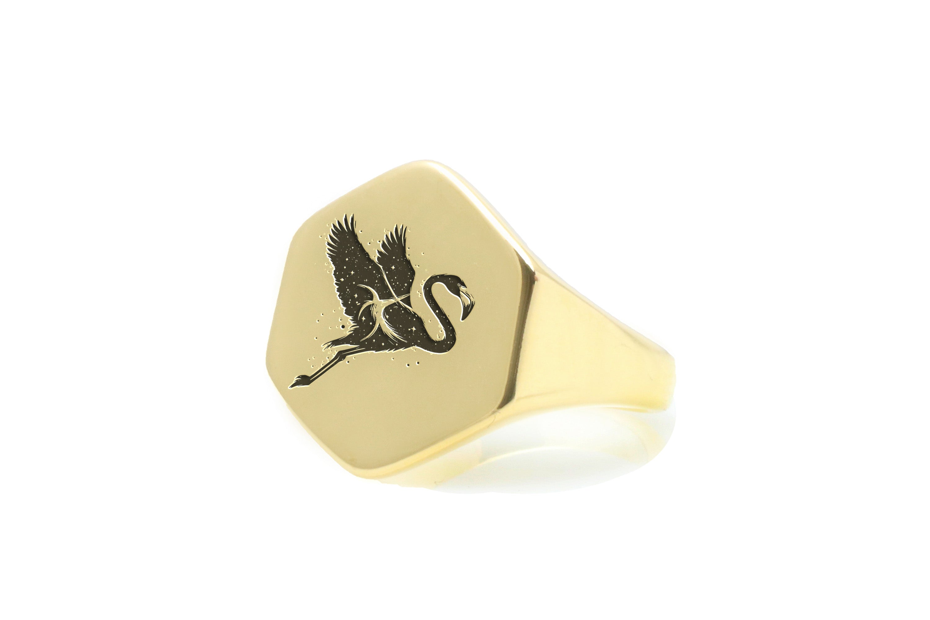 Mystical Flamingo Engraved Ring