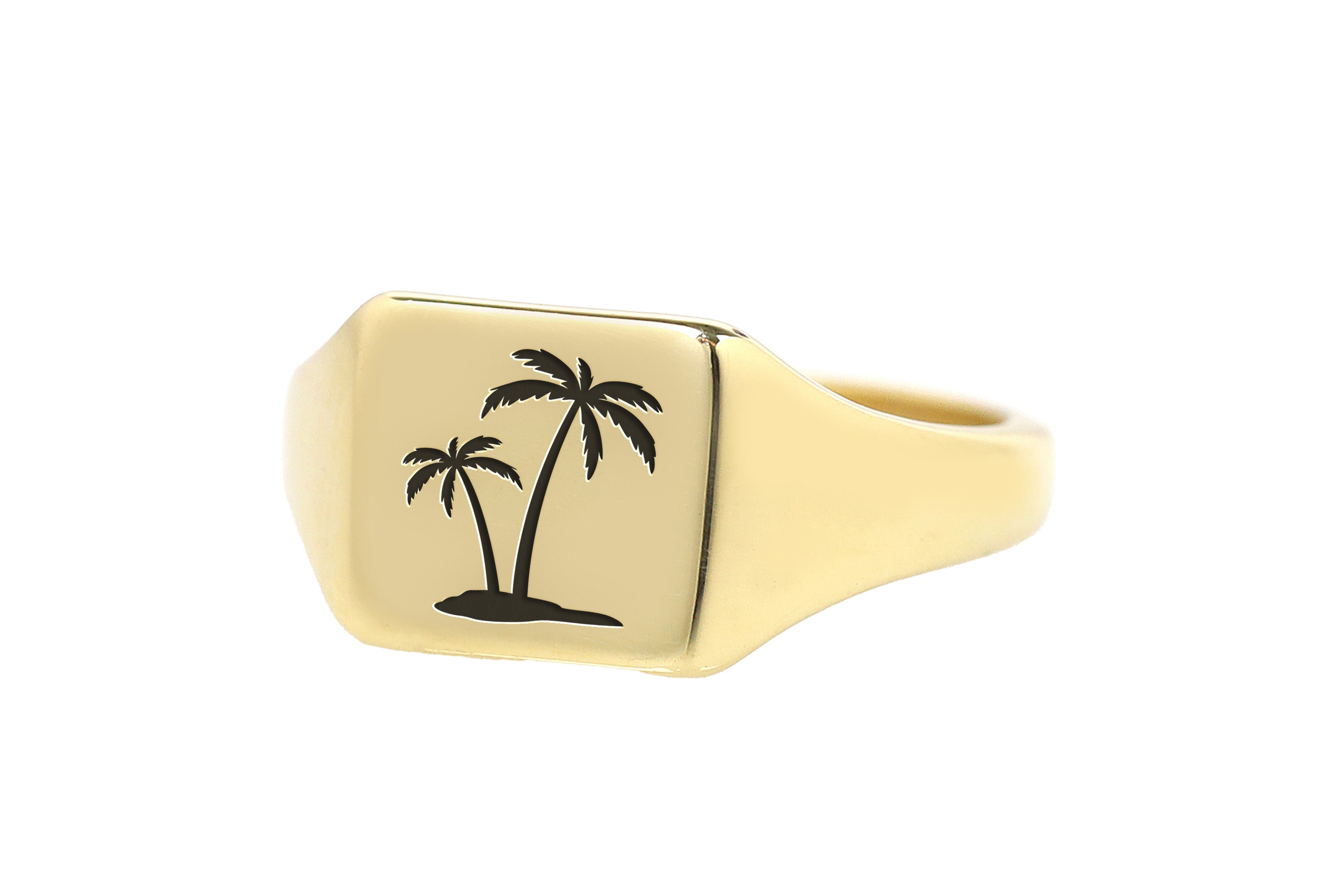 Palm Tree Engraving Ring
