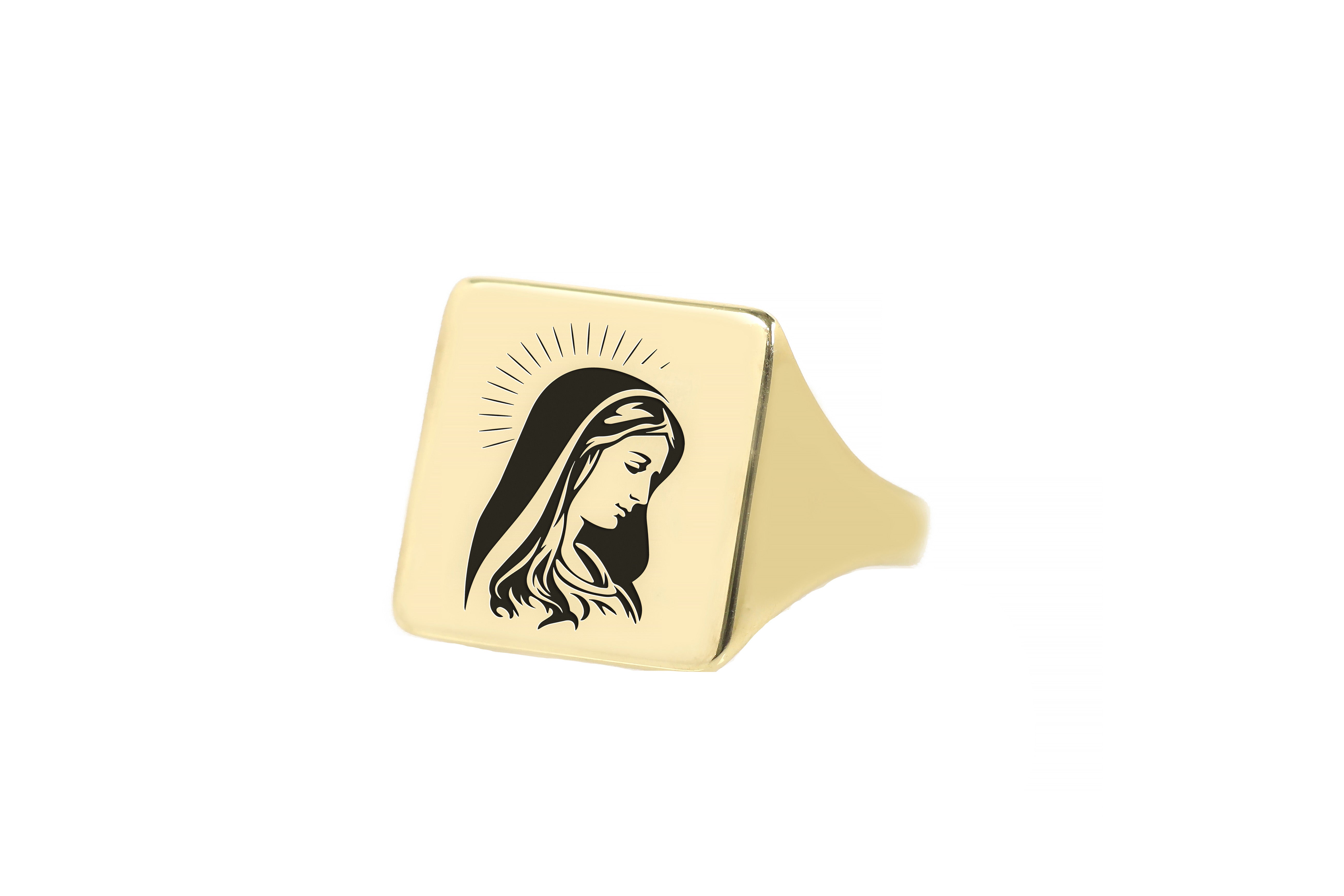 14k Gold Mary Signet Ring