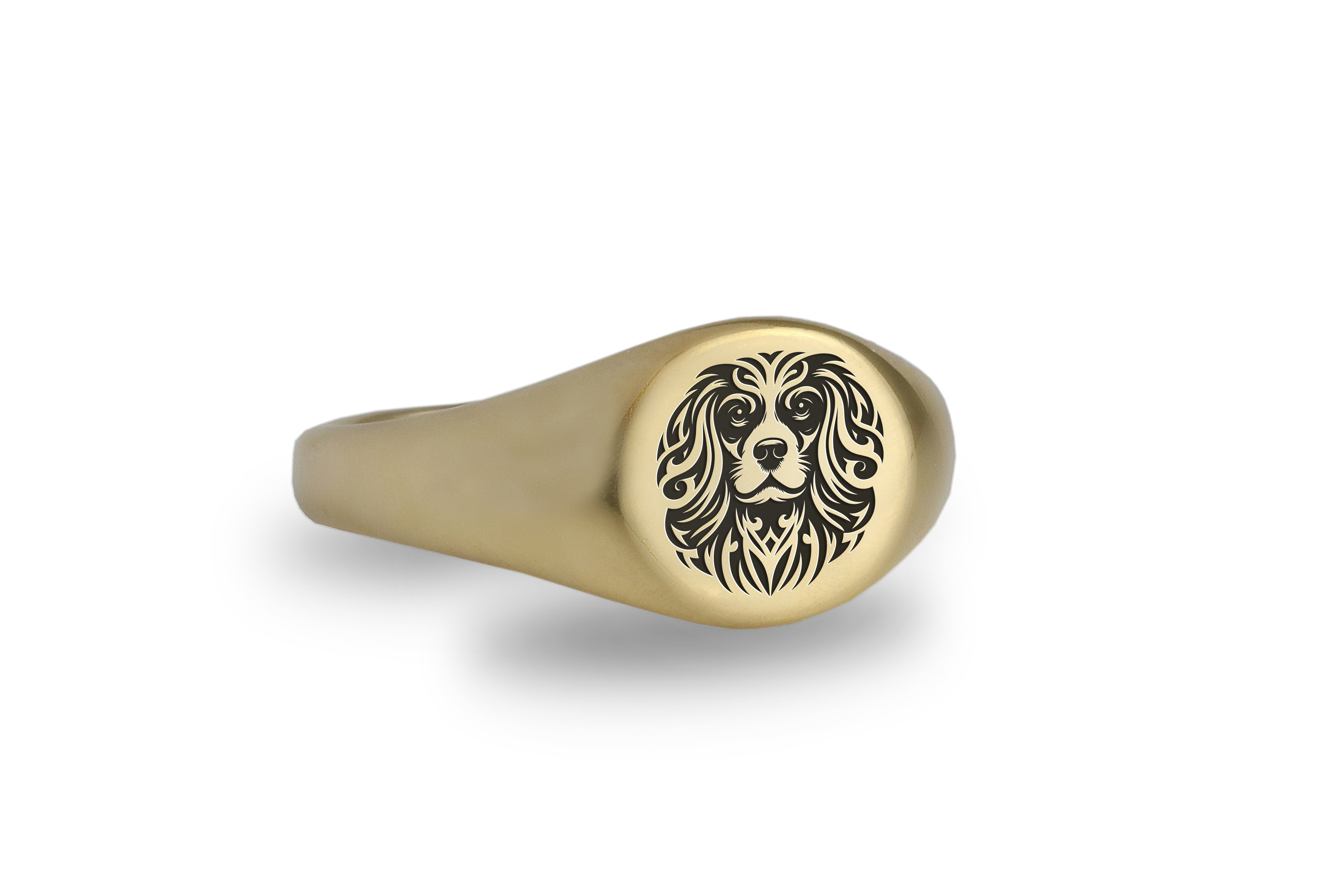 Engraved Beagle Signet Ring