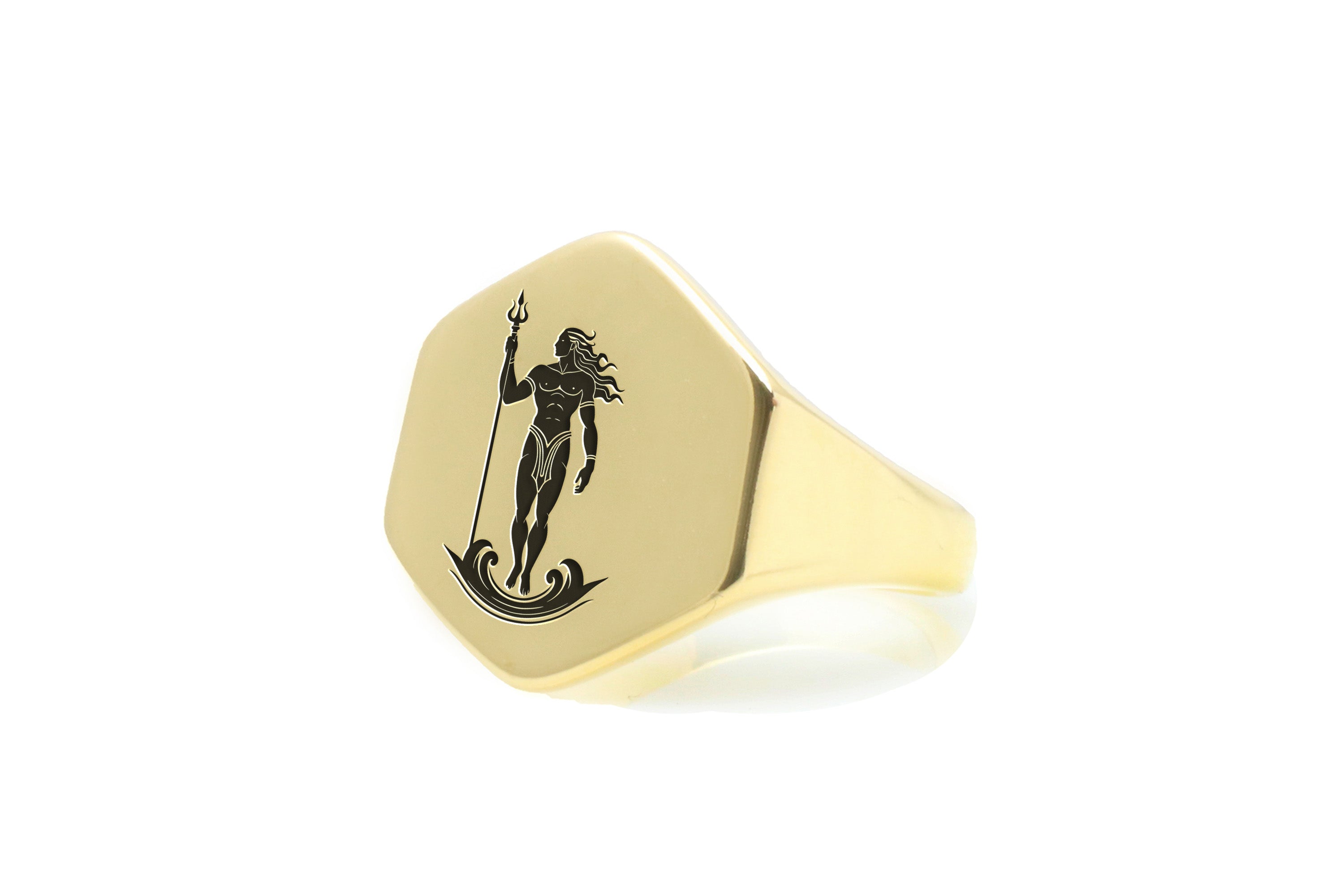 14k Gold Neptune Signet Ring