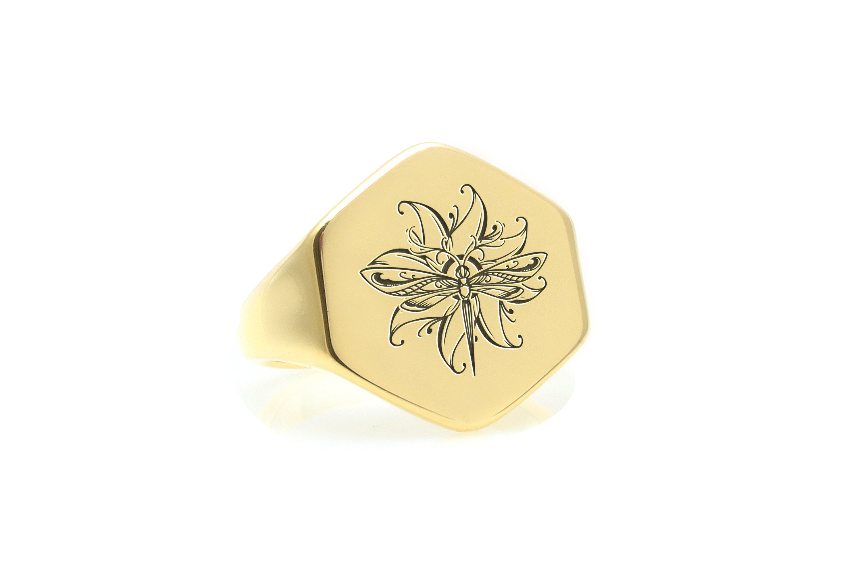 Engraved Dragon Fly Ring