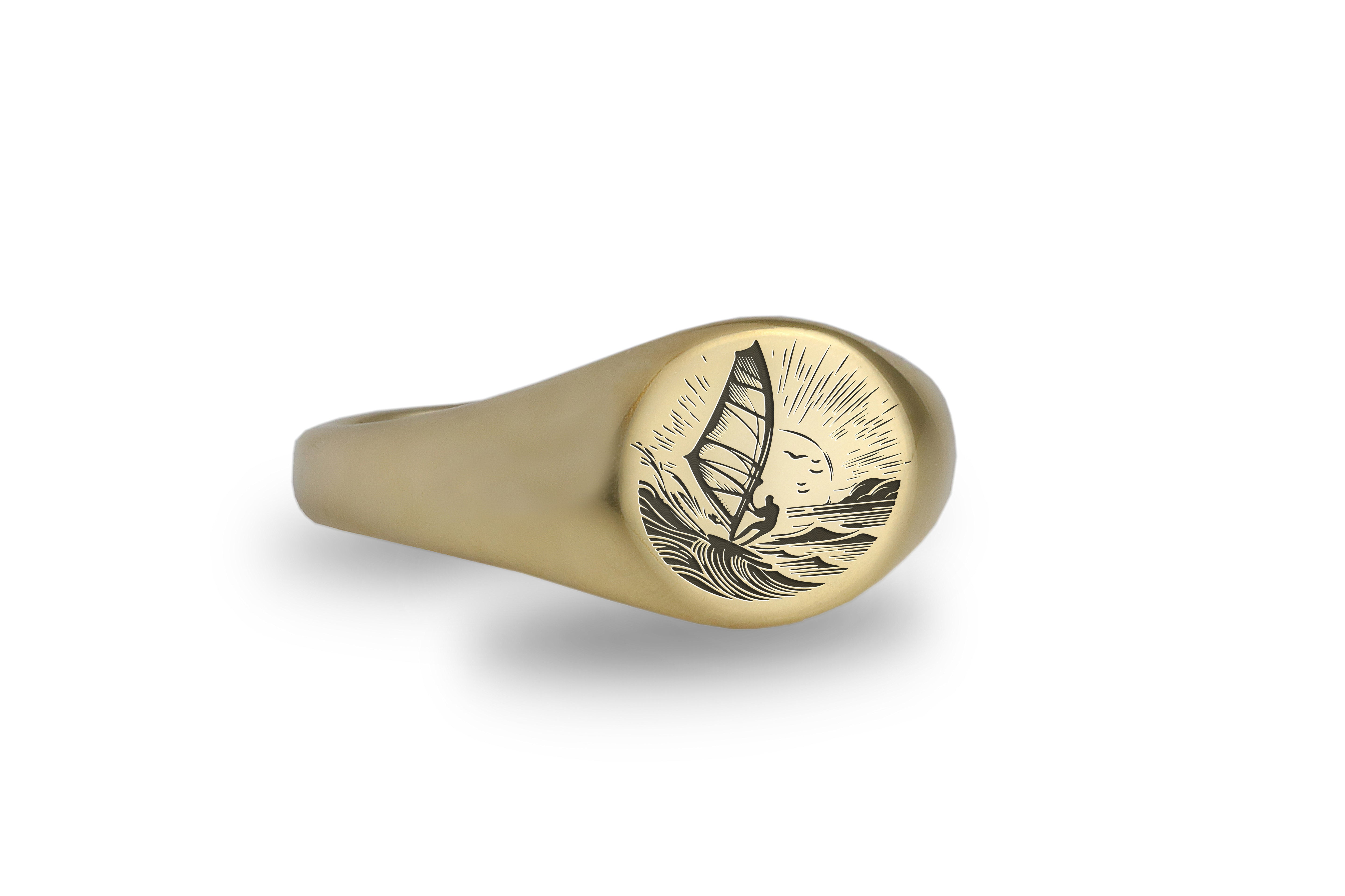 14k Gold Wind Surfing Signet Ring