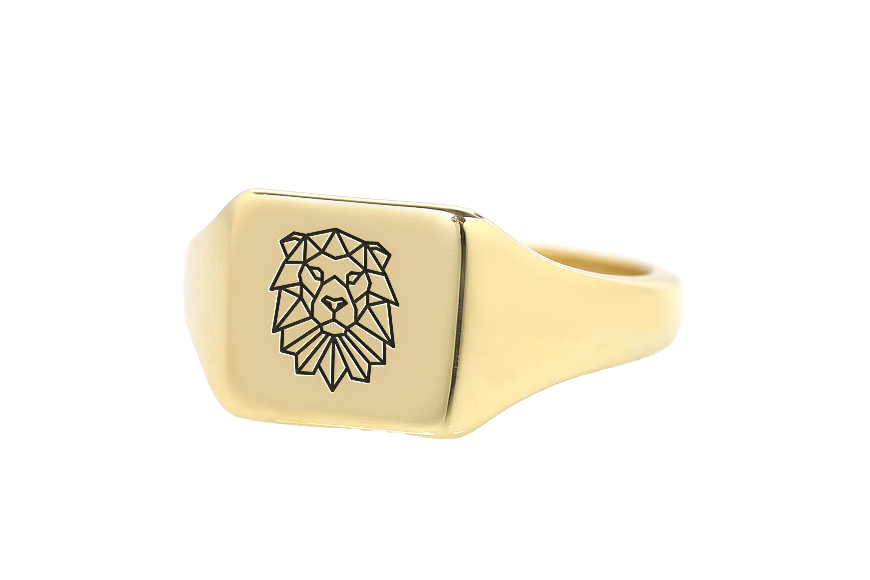 Gold Geometric Lion Ring
