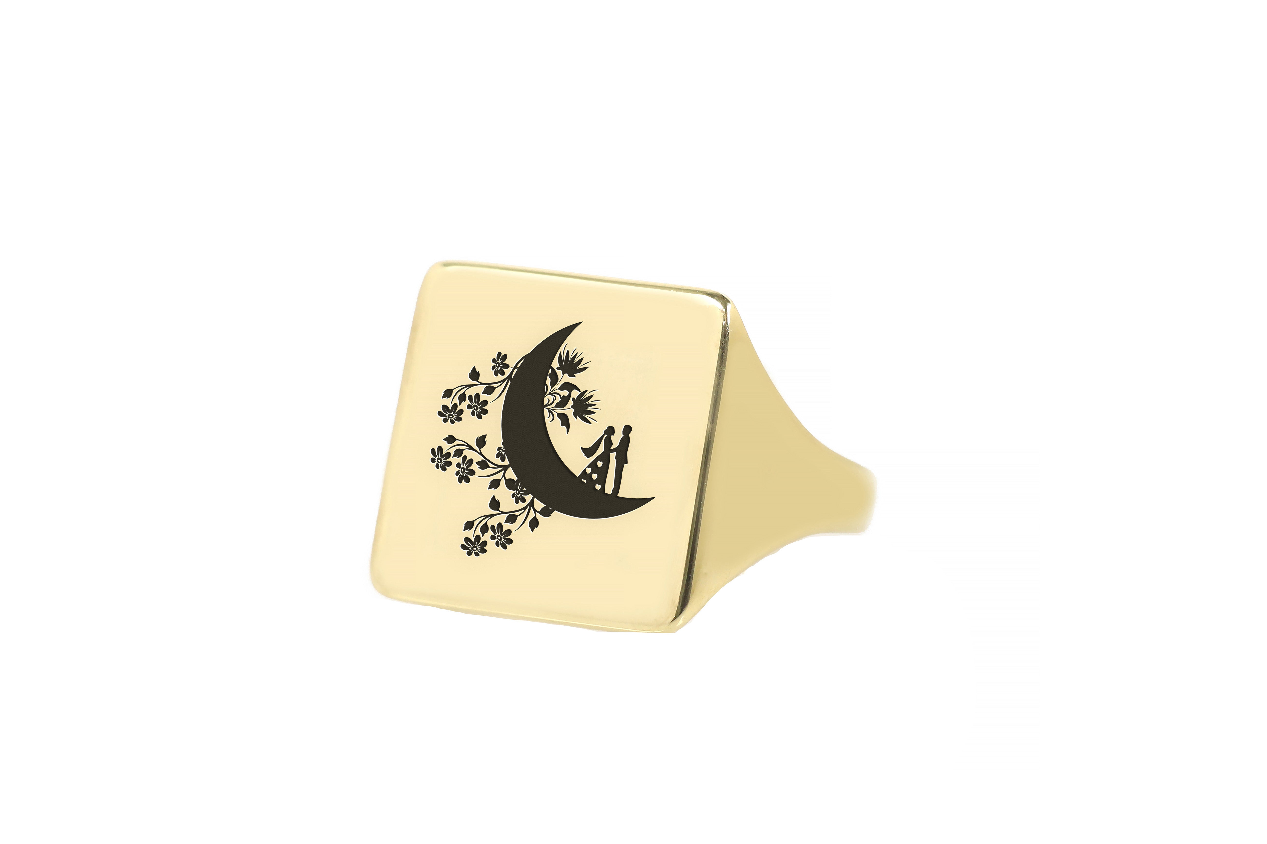 14k Gold Lovers Signet Ring