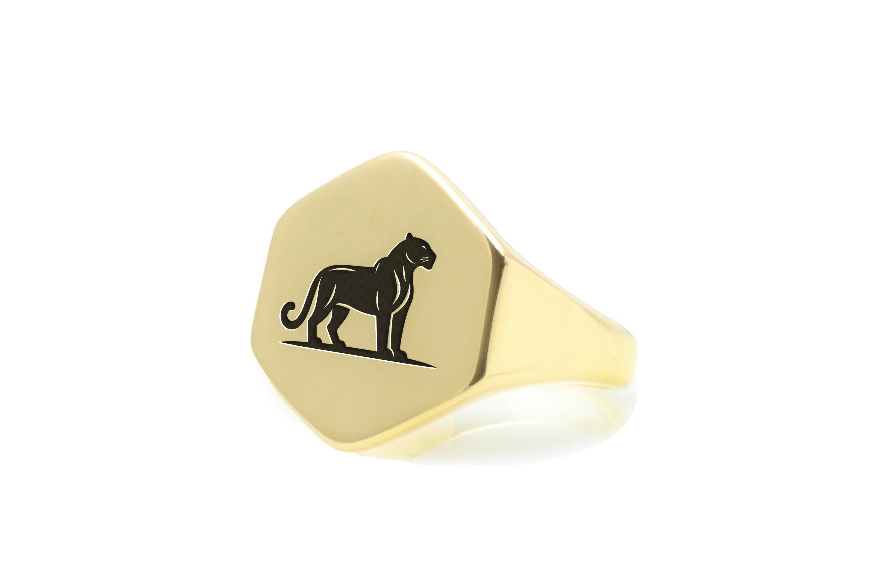 Engraved Cougar Signet Ring