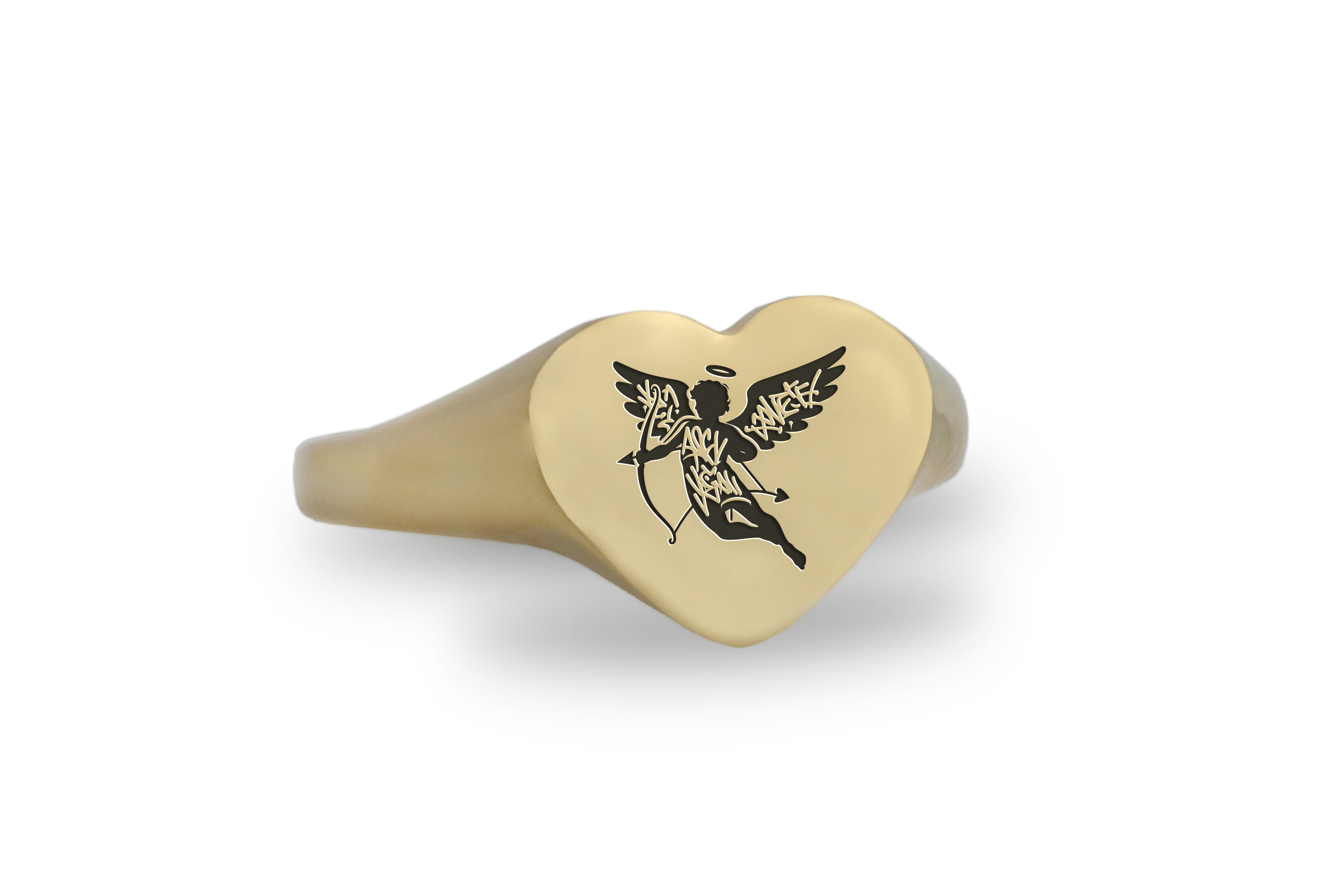 14k Gold Cupid Signet Ring