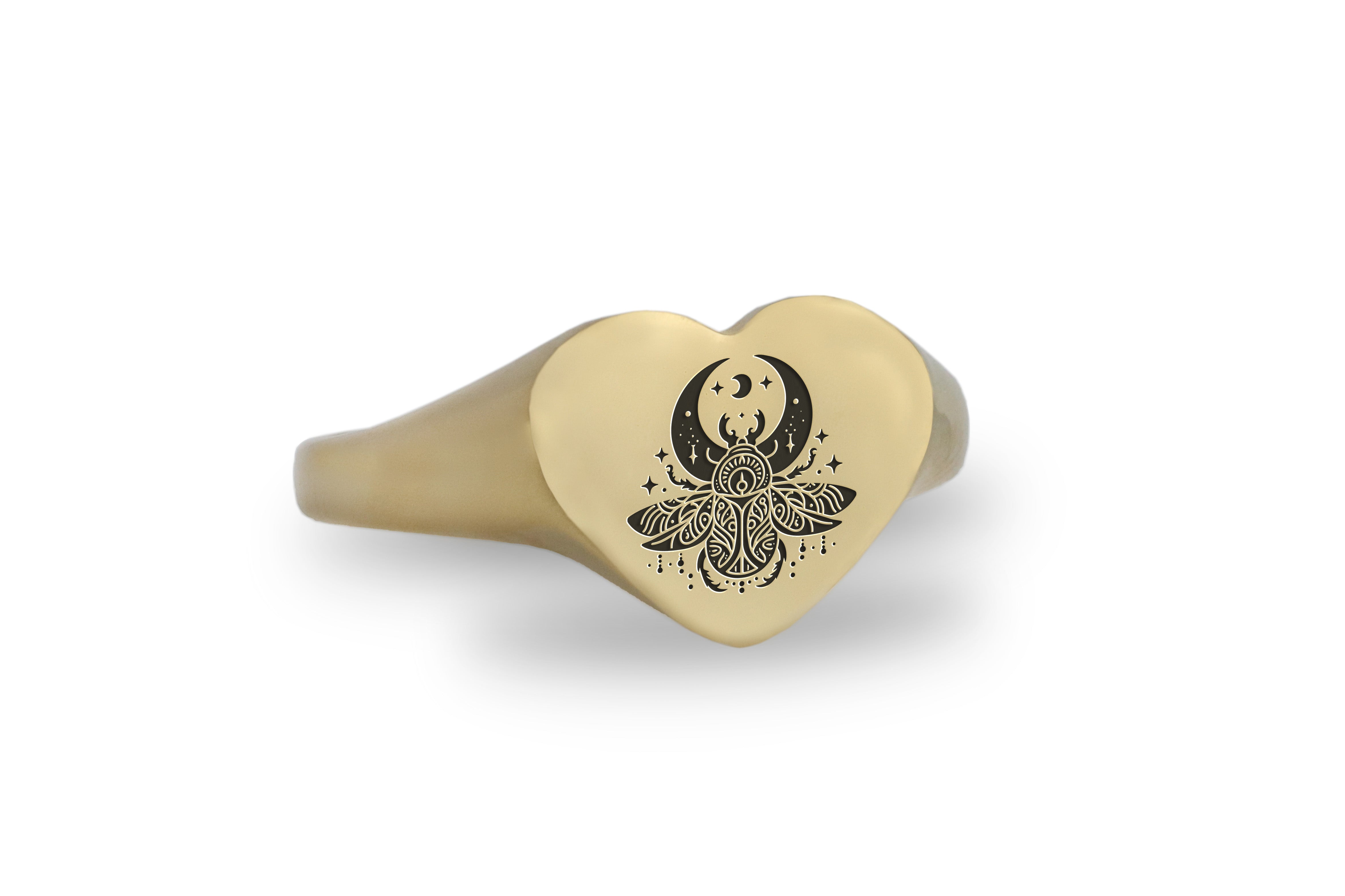 14k Gold Beetle Signet Ring