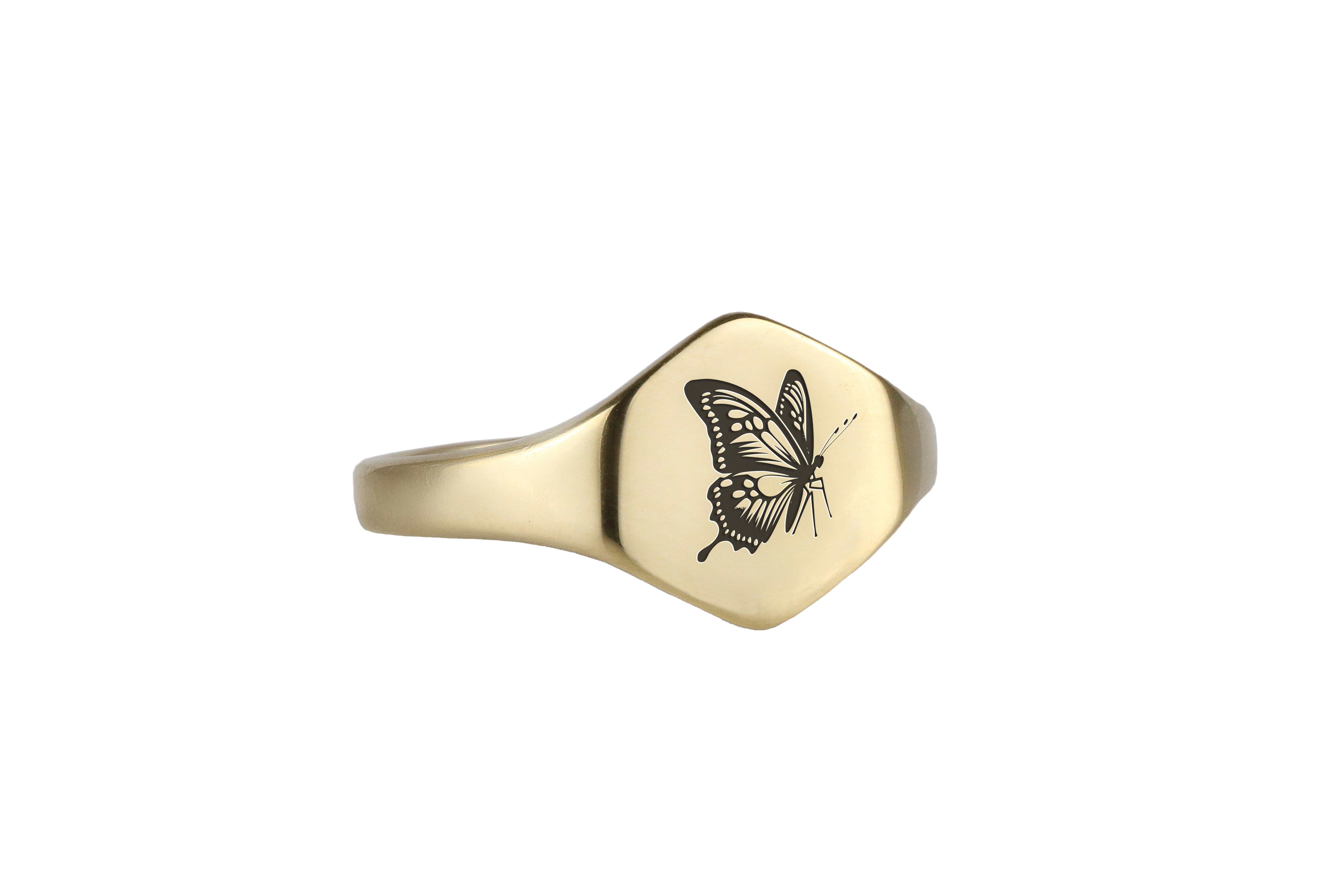 Gold Signet Butterfly Ring