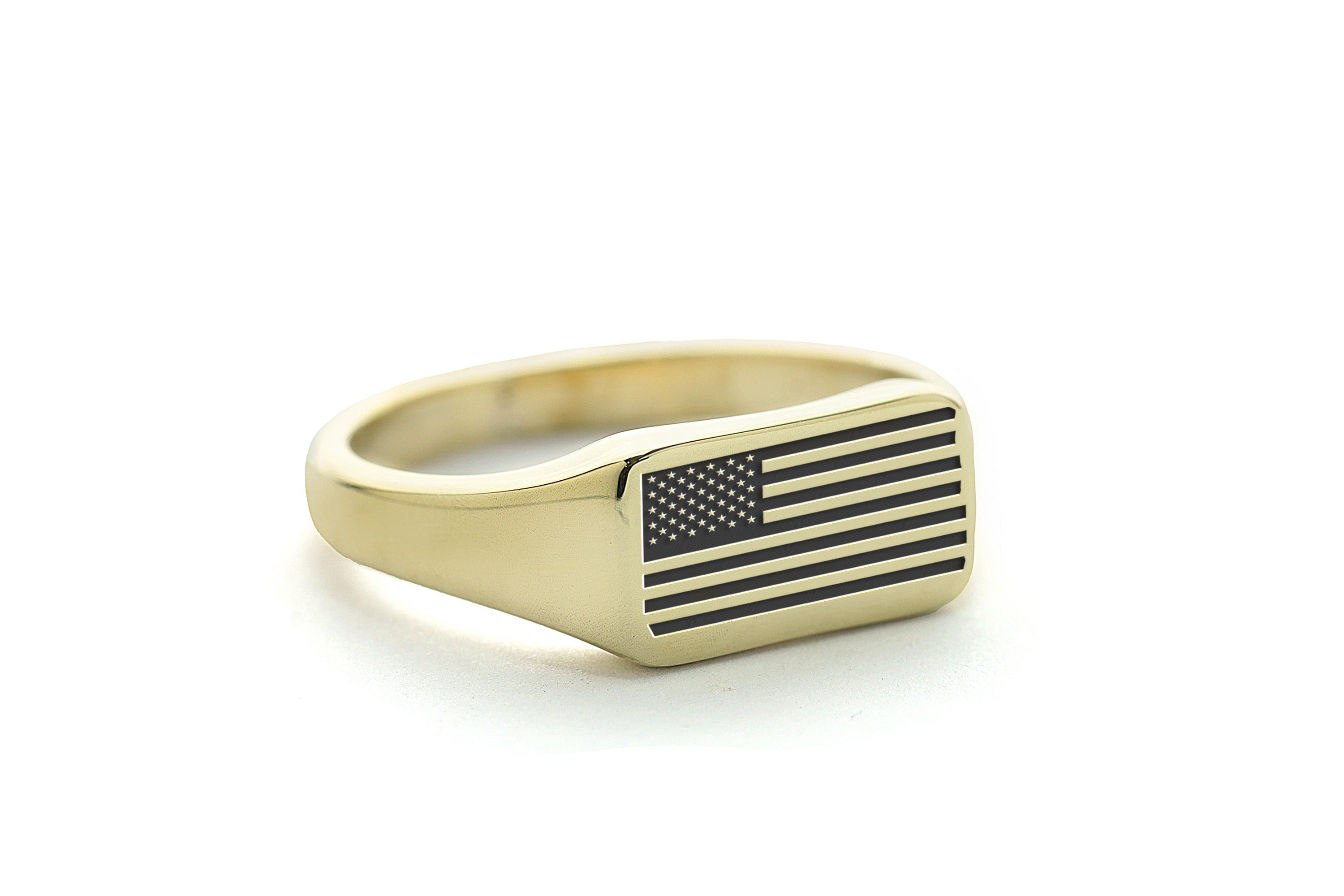 USA Flag Gold Signet Ring