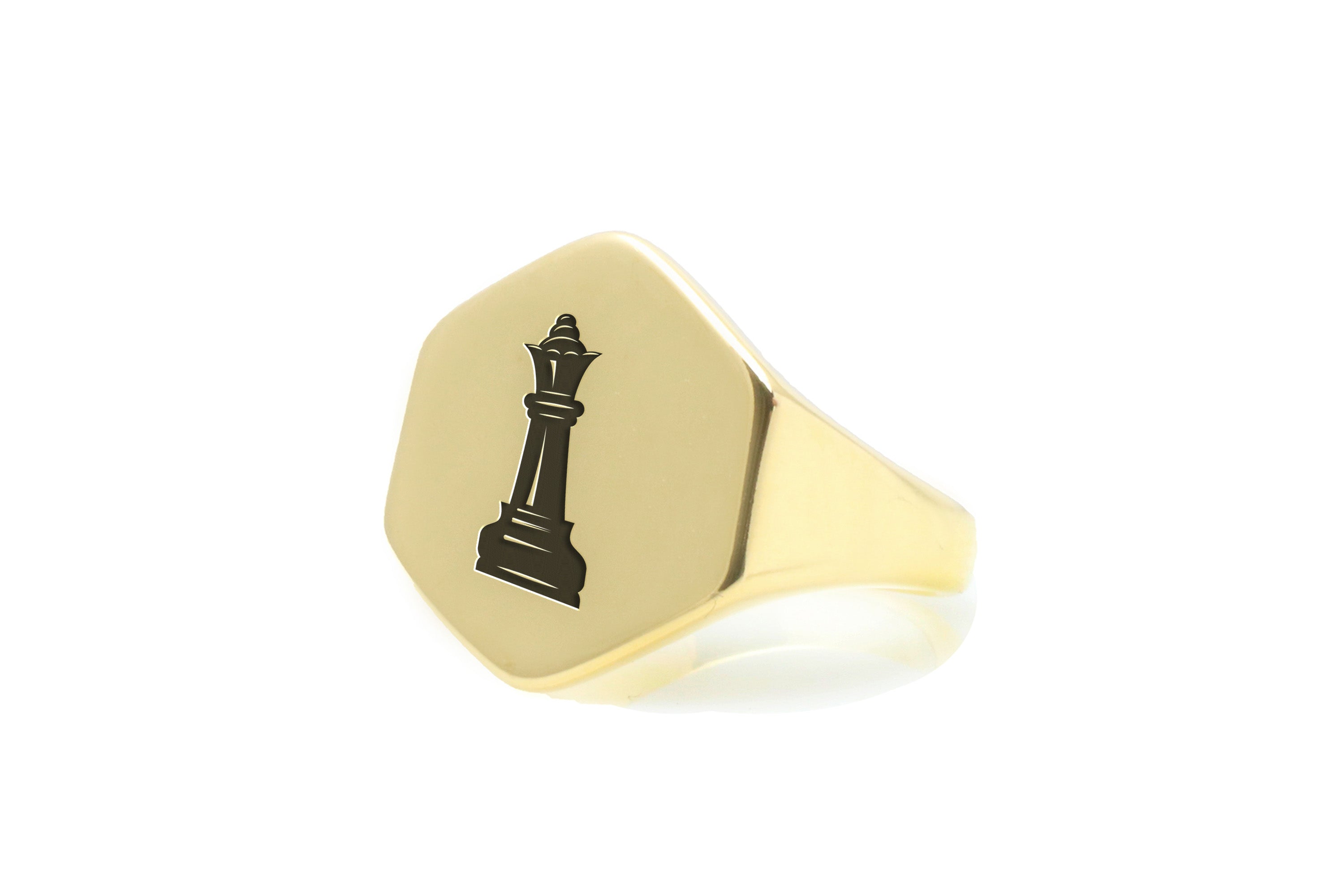 14k Gold Chess Queen Signet Ring