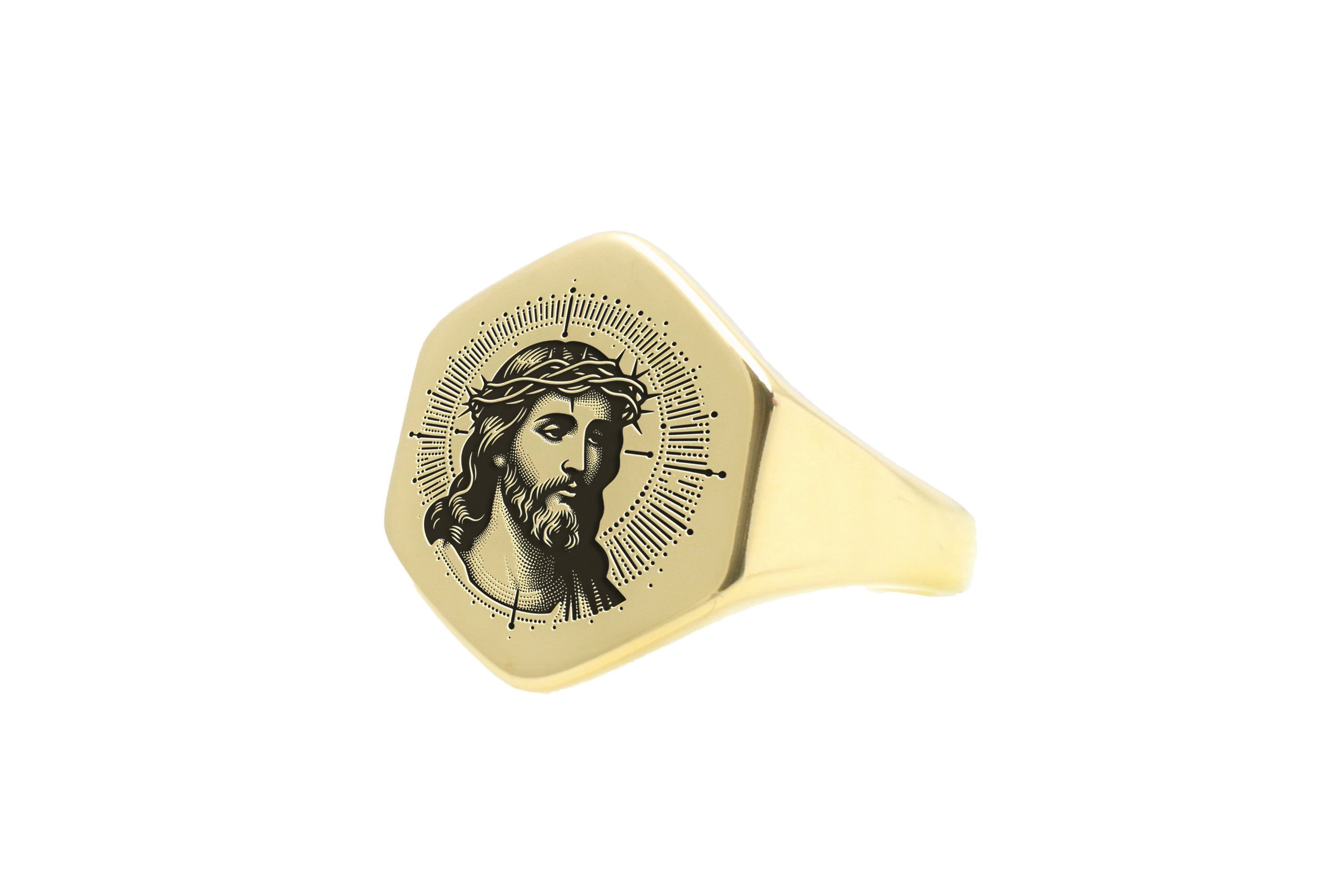 Lord Jesus Gold Signet Ring