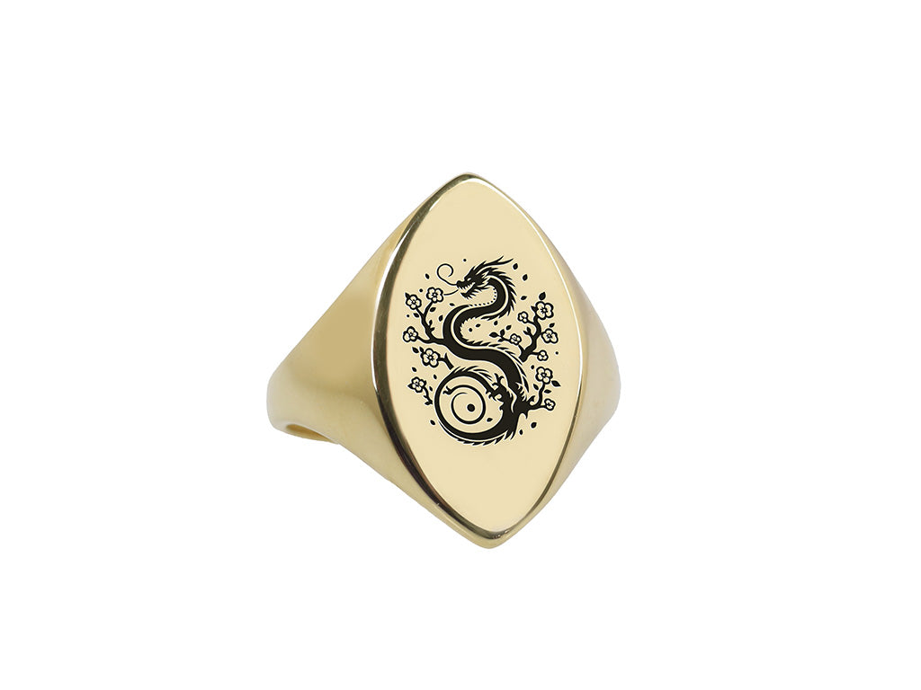 Engraved Dragon Signet Ring