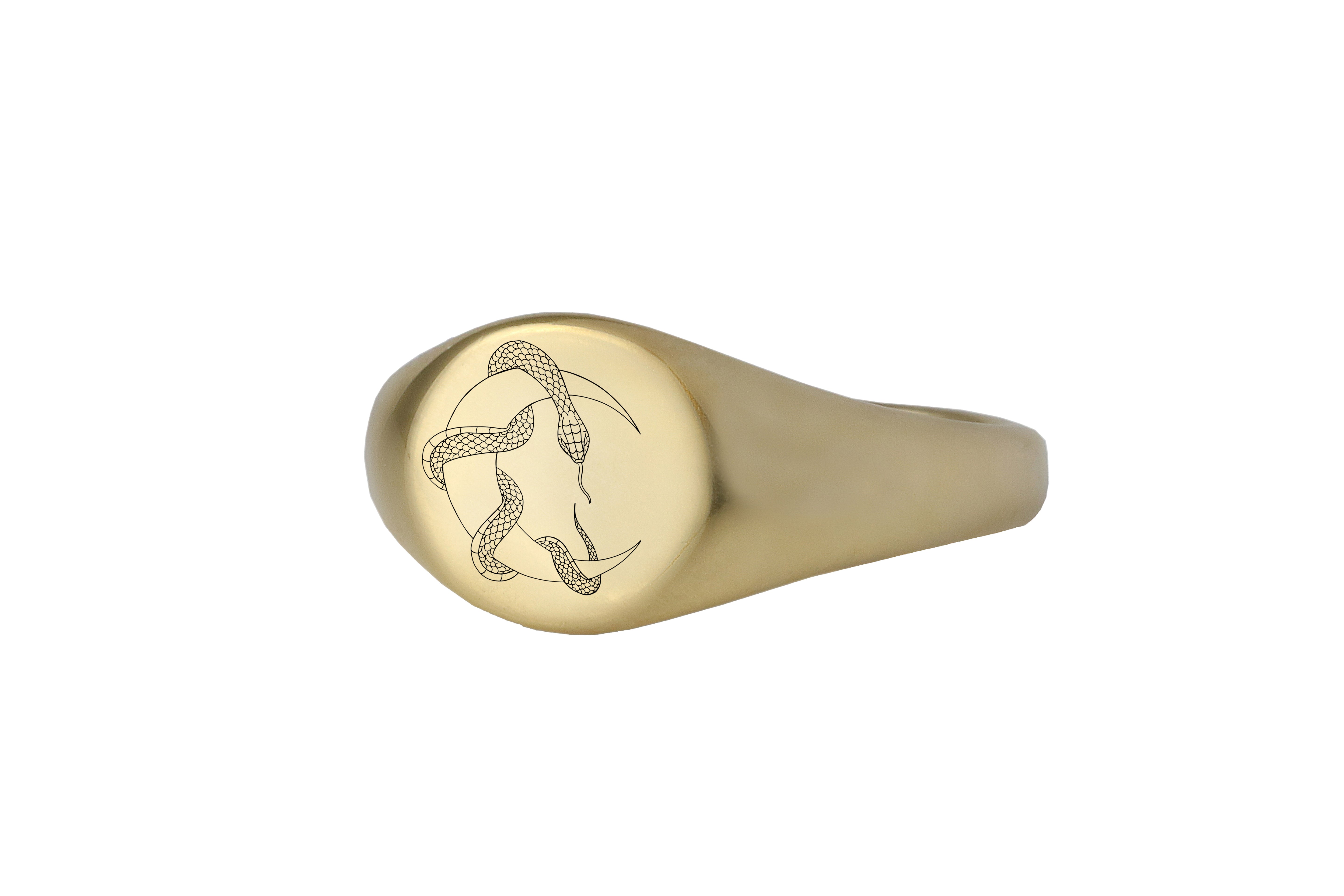 14k Gold Snake Signet Ring