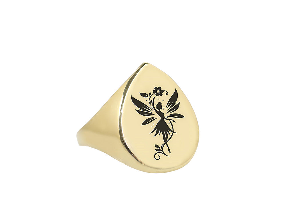 Engraved Fairy Signet Ring
